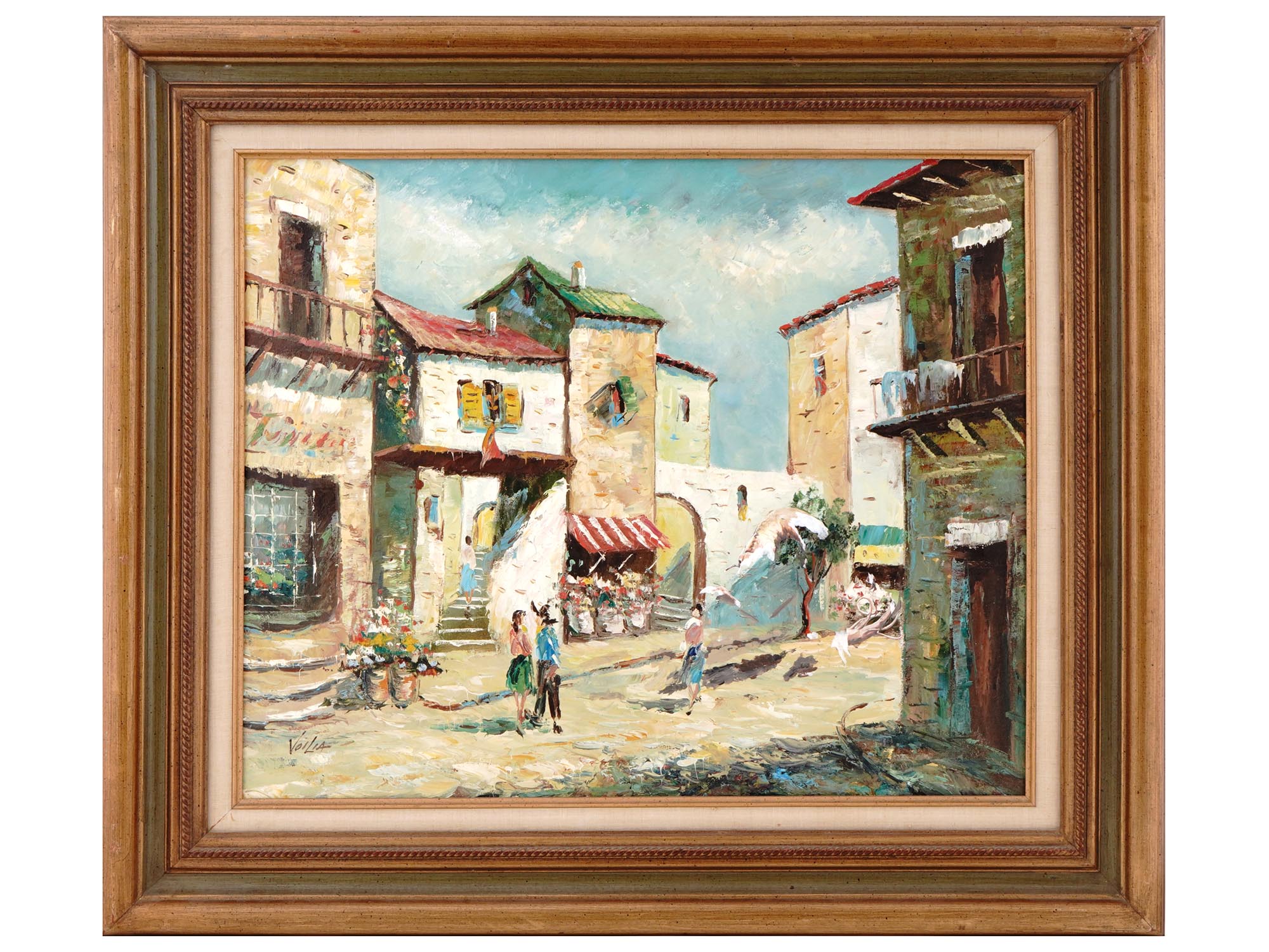 MIDCENT ITALIAN STREET VIEW OIL PAINTING BY VOILIA PIC-0