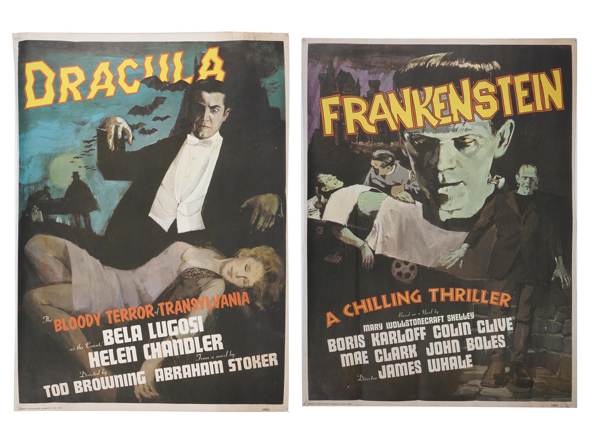 1931 DRACULA AND FRANKENSTEIN COLOR MOVIE POSTERS PIC-0