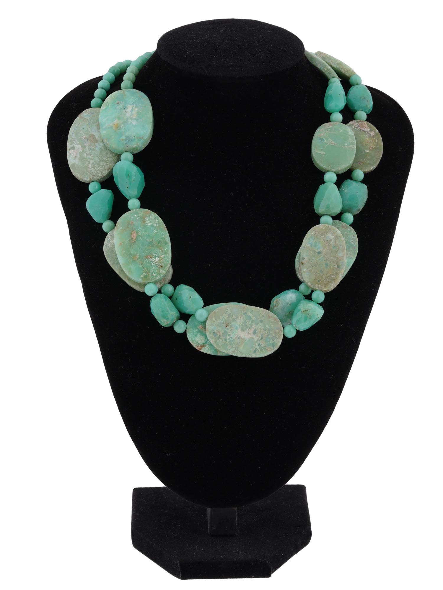 TURQUOISE BEADED NECKLACE WITH GEORGE V COIN CLASP PIC-0