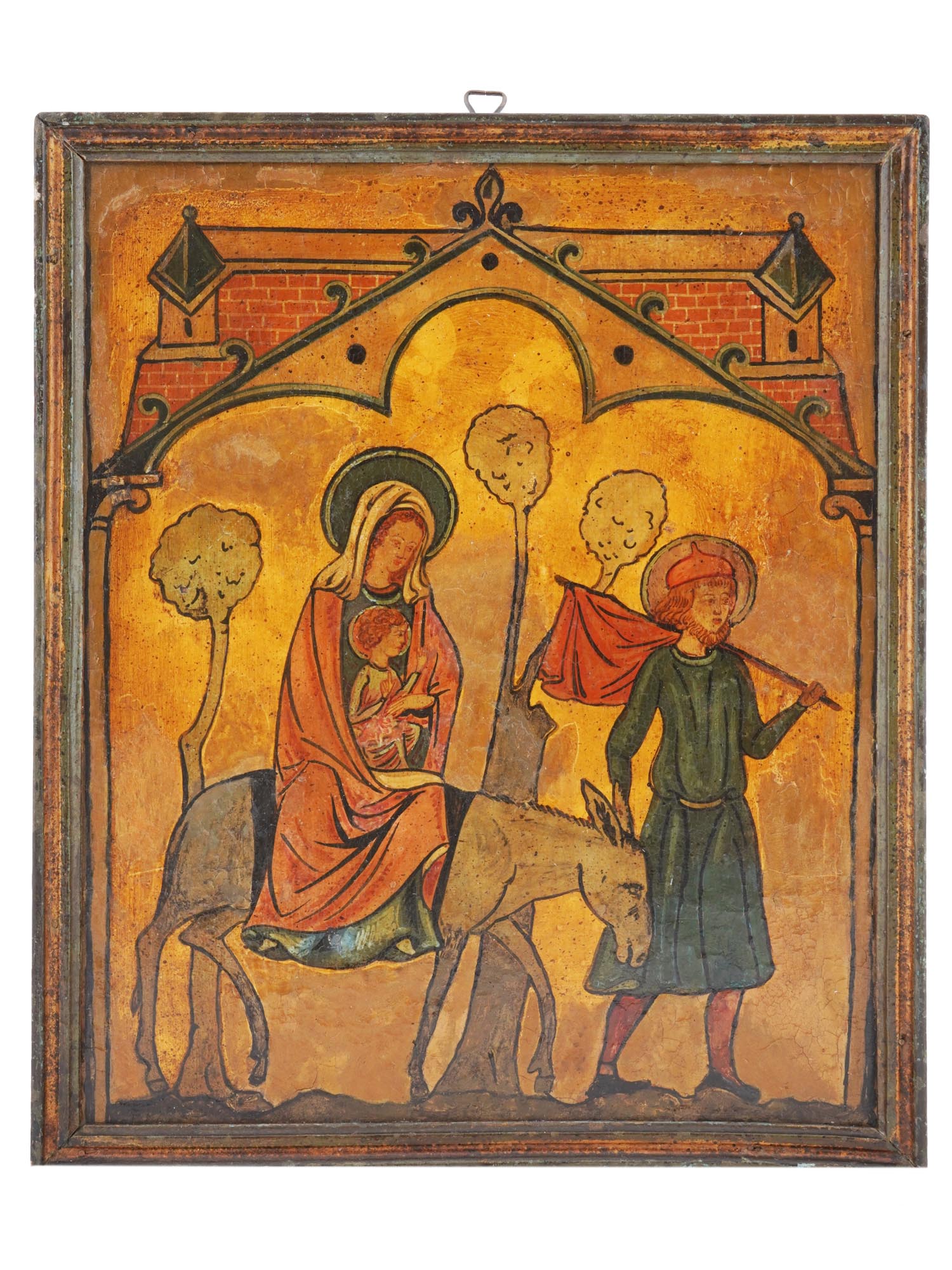 MEDIEVAL REVIVAL ICON PAINTING FLIGHT INTO EGYPT PIC-0