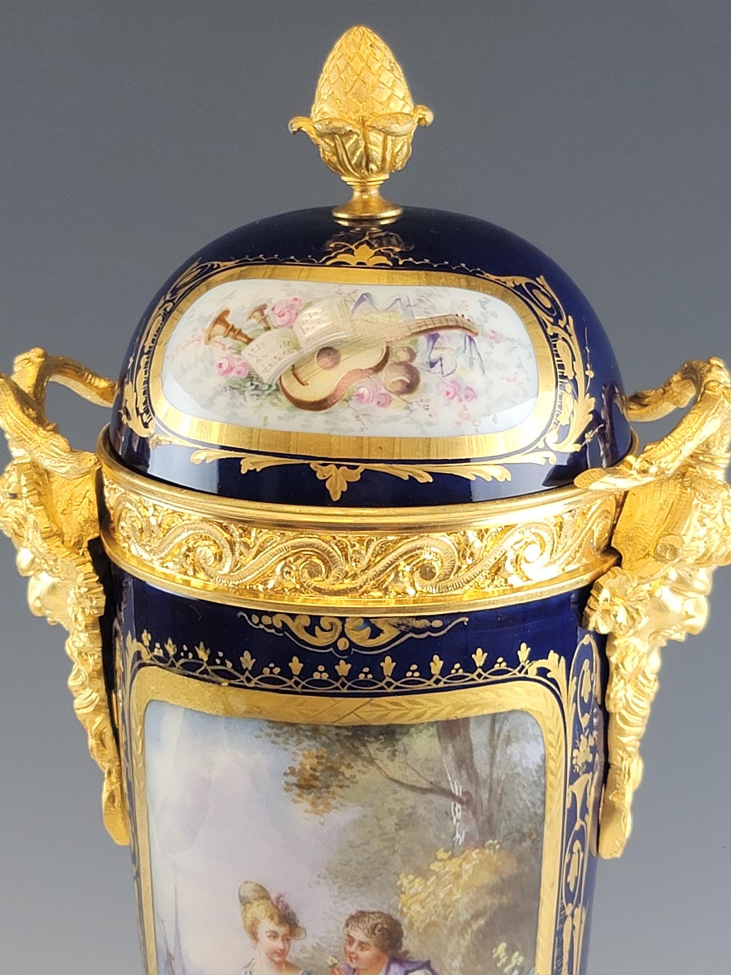 19TH C FRENCH SEVRES PORCELAIN GILT BRONZE URN PIC-6