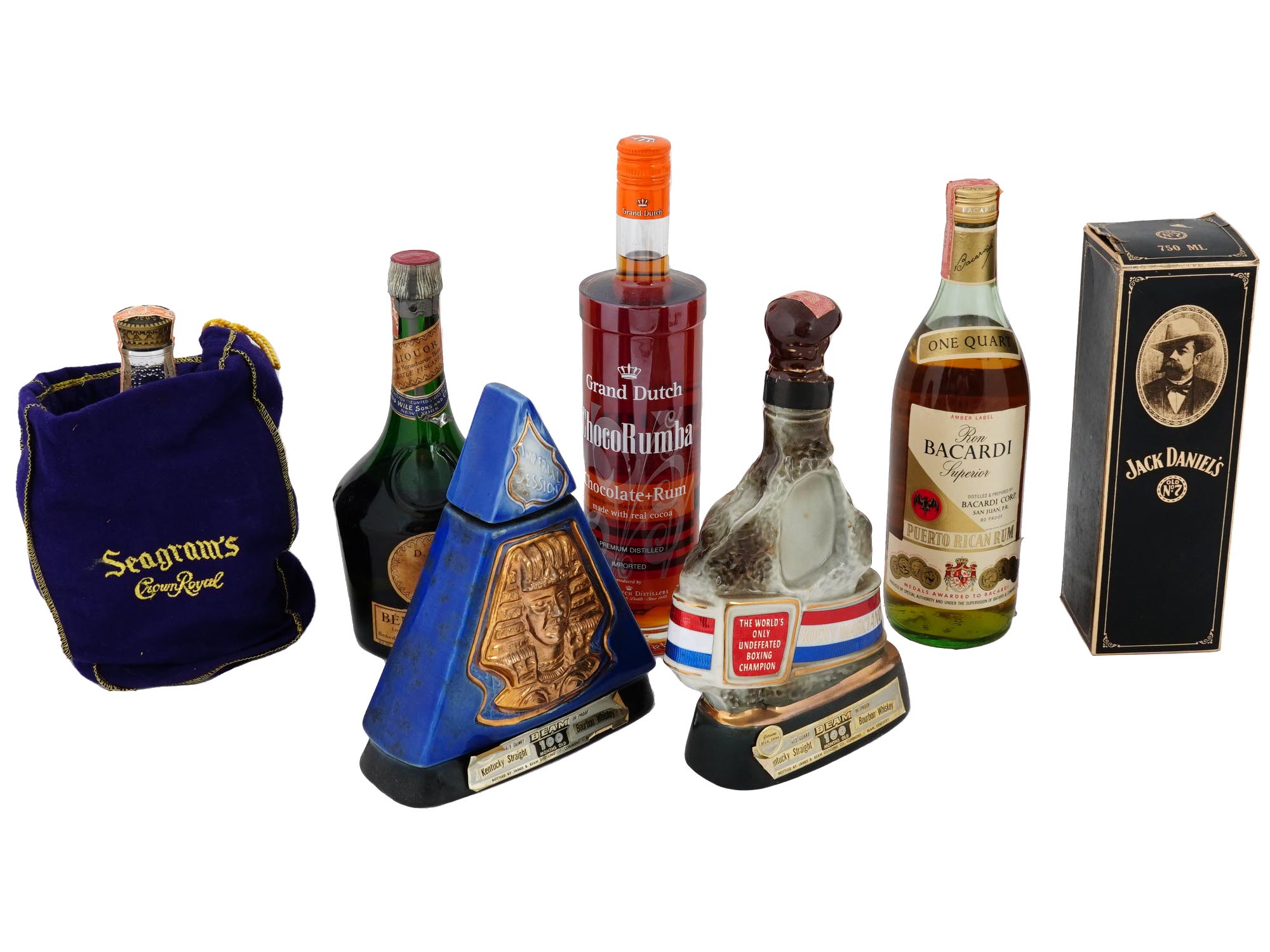 COLLECTION OF ALCOHOL DRINKS IN VINTAGE BOTTLES PIC-1