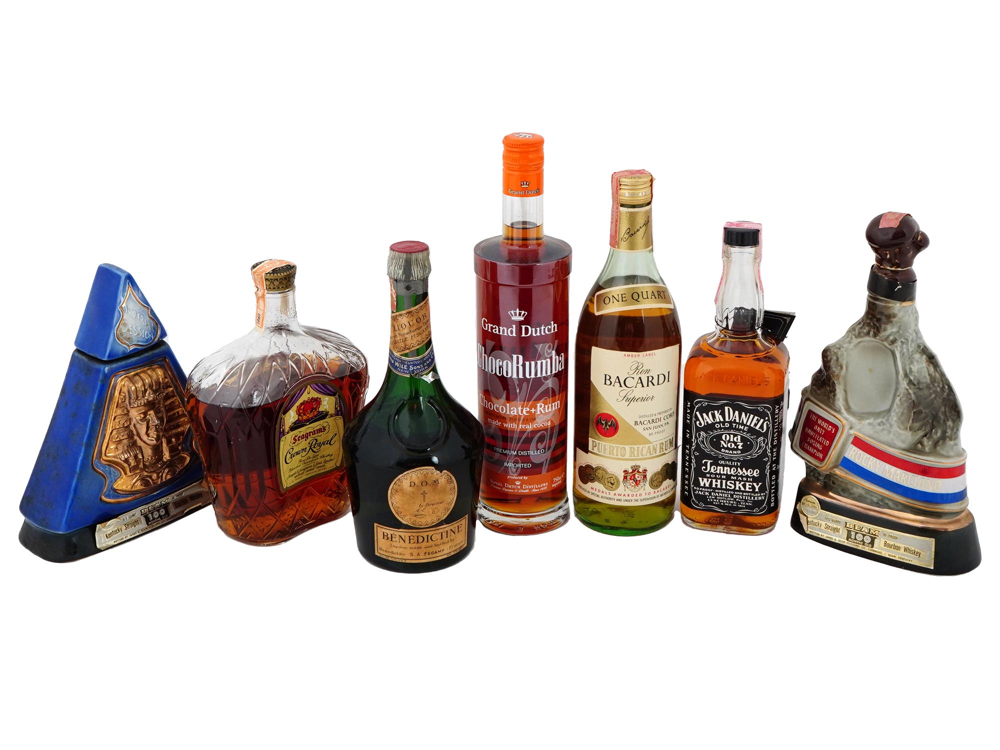 COLLECTION OF ALCOHOL DRINKS IN VINTAGE BOTTLES PIC-0