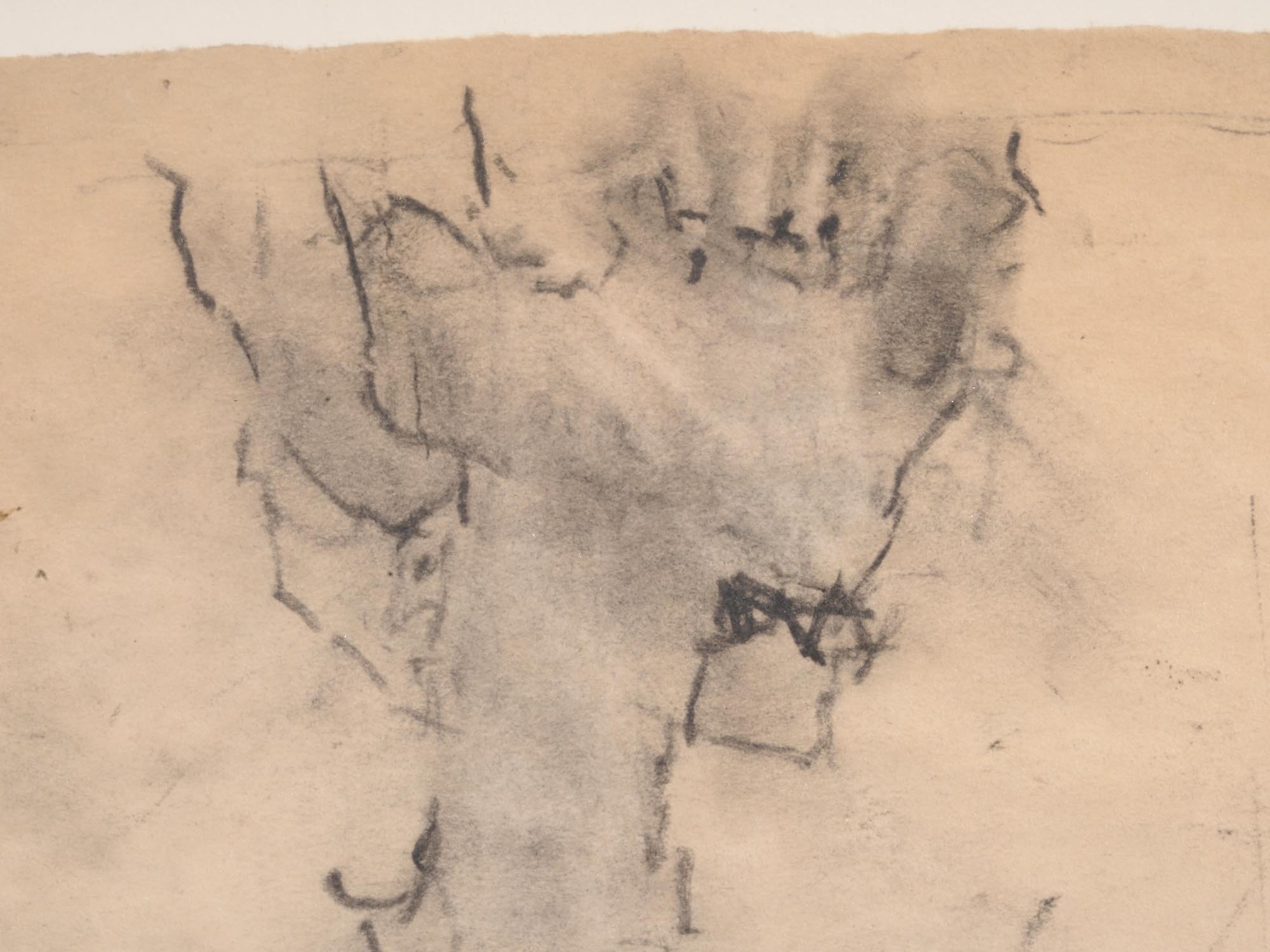 ATTRIBUTED TO EGON SCHIELE STUDY CHARCOAL PAINTING PIC-2