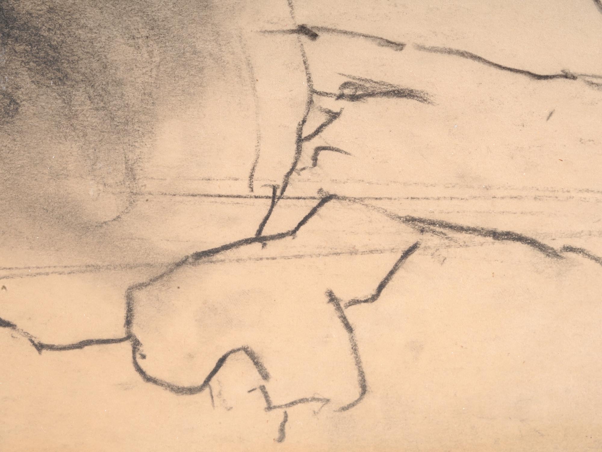 ATTRIBUTED TO EGON SCHIELE STUDY CHARCOAL PAINTING PIC-3