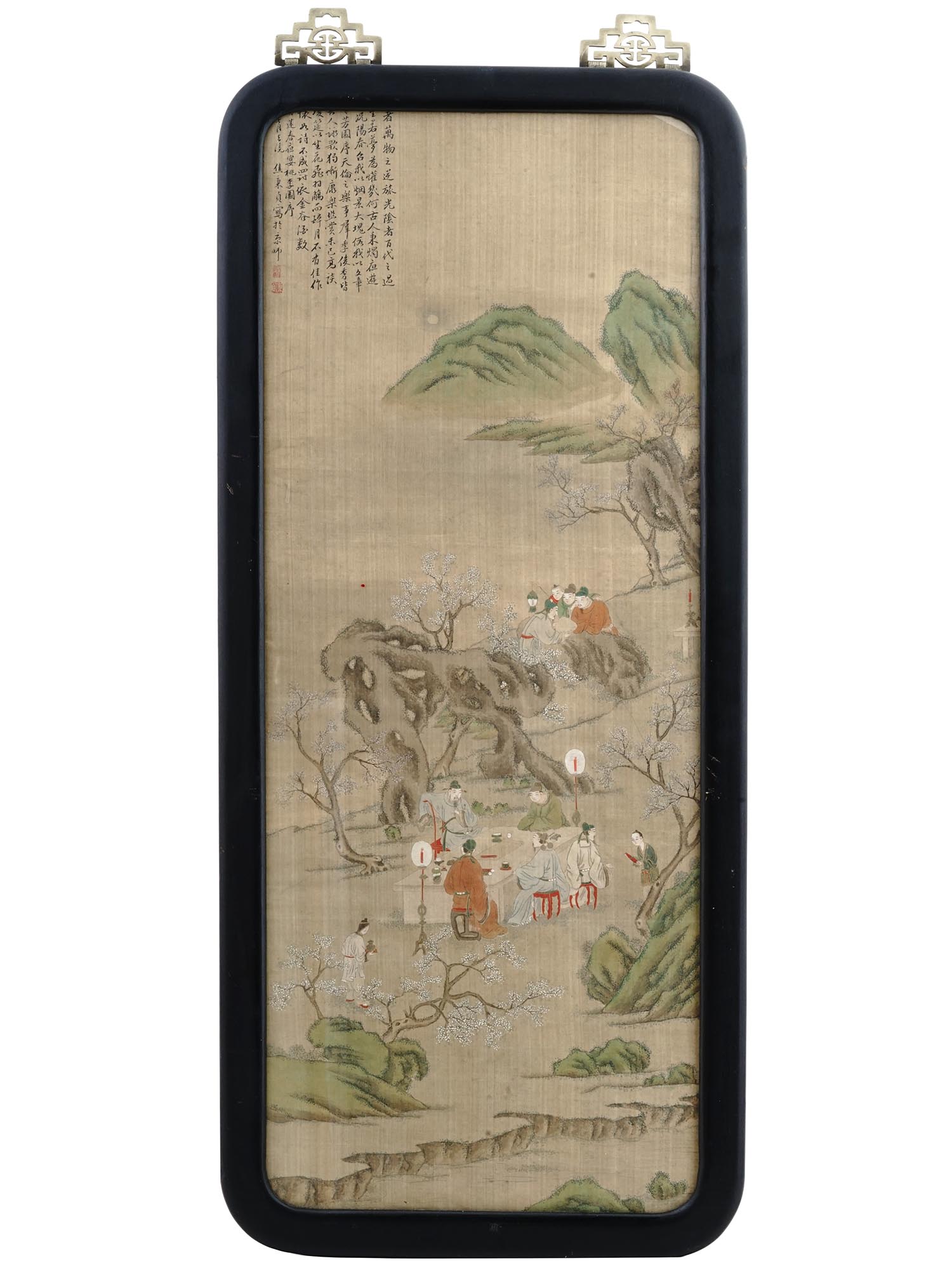 ANTIQUE CHINESE PAINTING ON SILK SCROLL INSCRIBED PIC-0