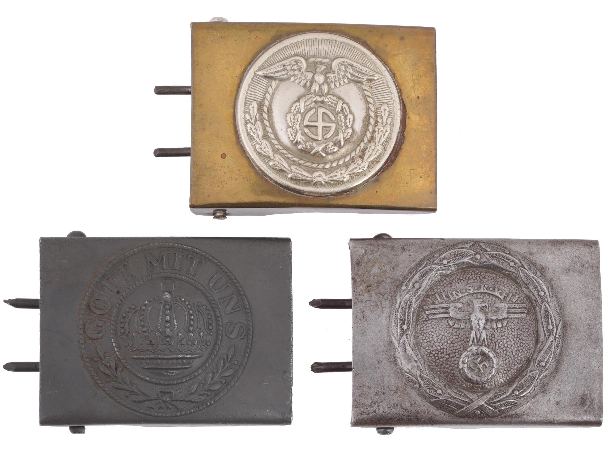 WWI GERMAN IMPERIAL AND WWII NAZI SA NSKK BELT BUCKLES PIC-0