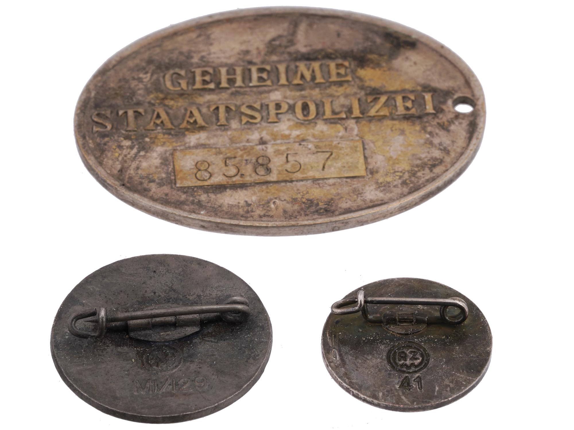 WWII NAZI GERMAN PIN BADGES AND GESTAPO ID TAG PIC-3