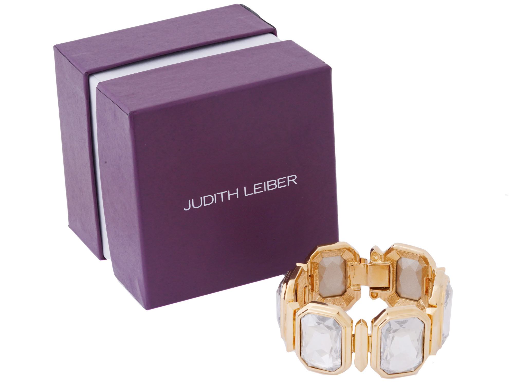 JUDITH LEIBER PAPA GEM GOLD PLATED LINK BRACELET PIC-0