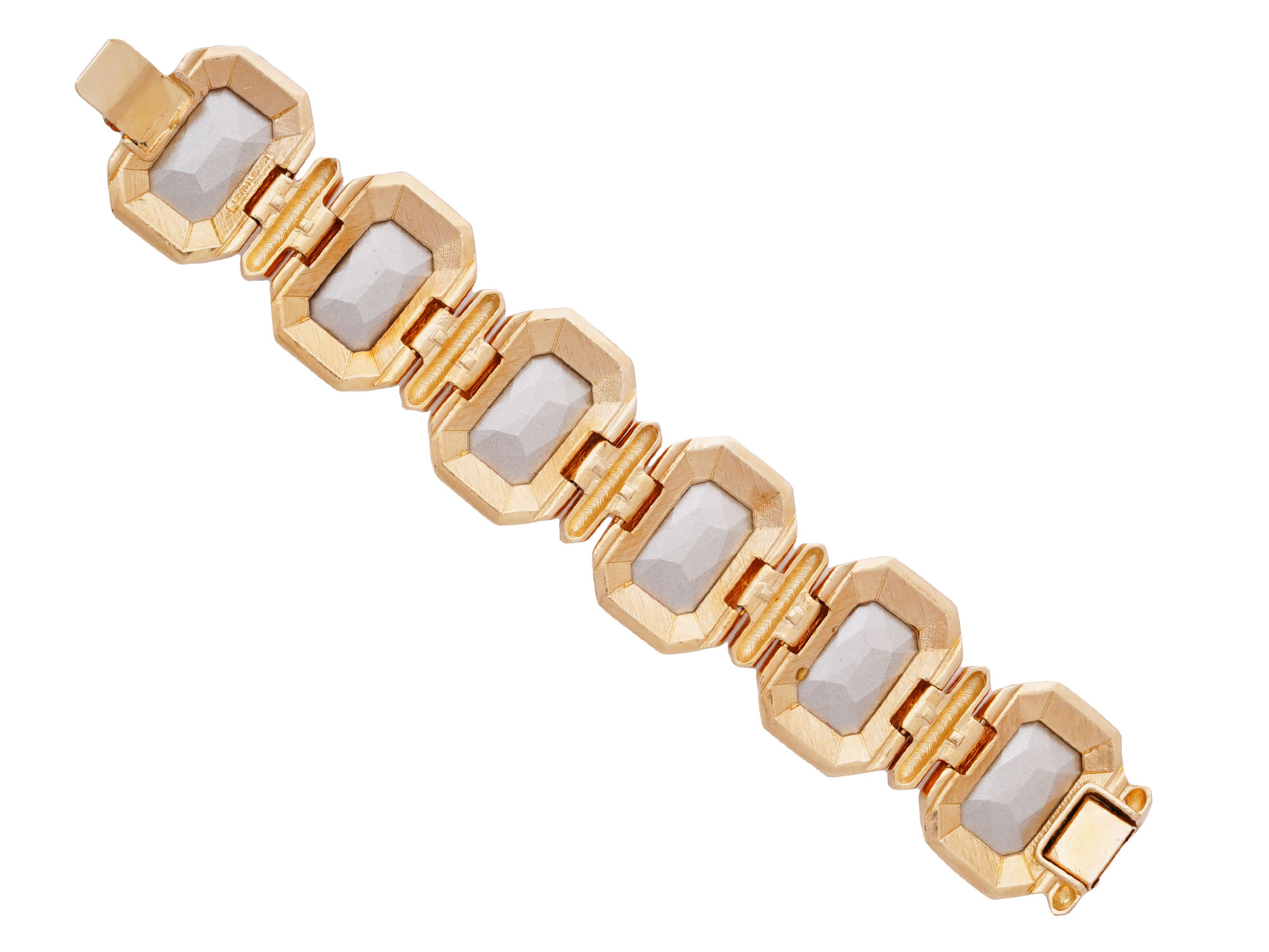 JUDITH LEIBER PAPA GEM GOLD PLATED LINK BRACELET PIC-4