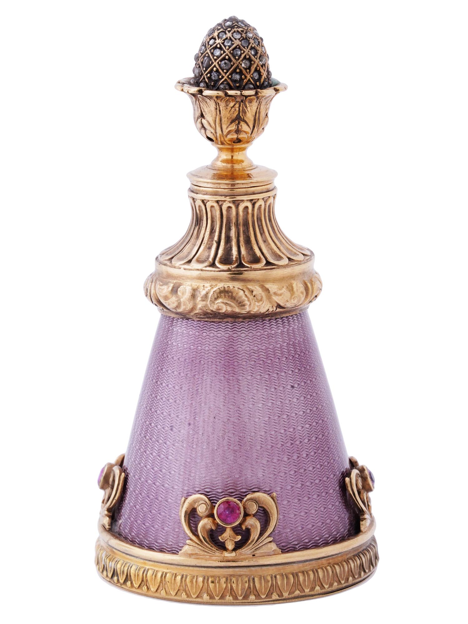 RUSSIAN 84 SILVER ENAMEL DIAMONDS PERFUME BOTTLE PIC-2