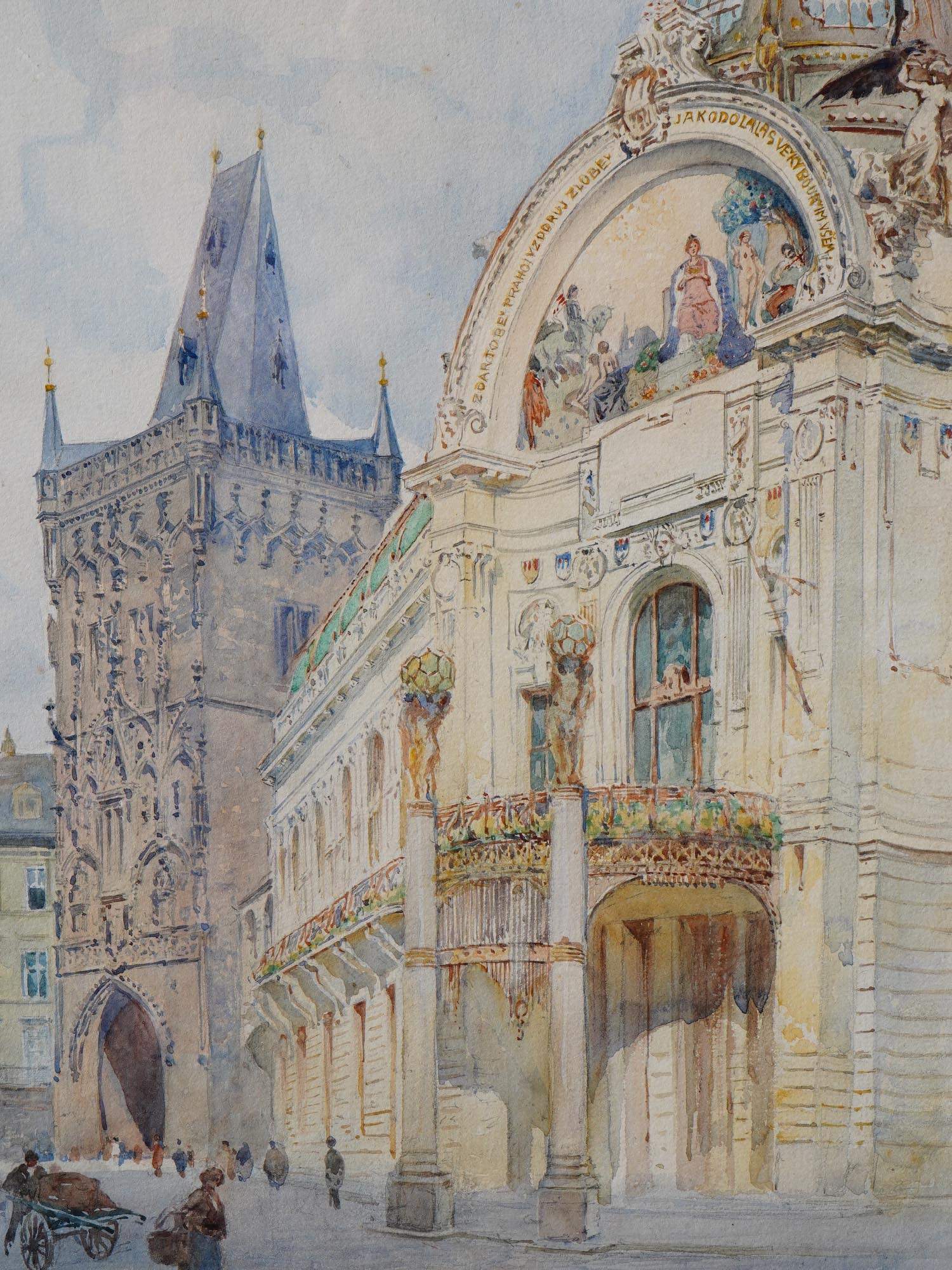 OLD PRAGUE WATERCOLOR PAINTING BY VACLAV JANSA PIC-1