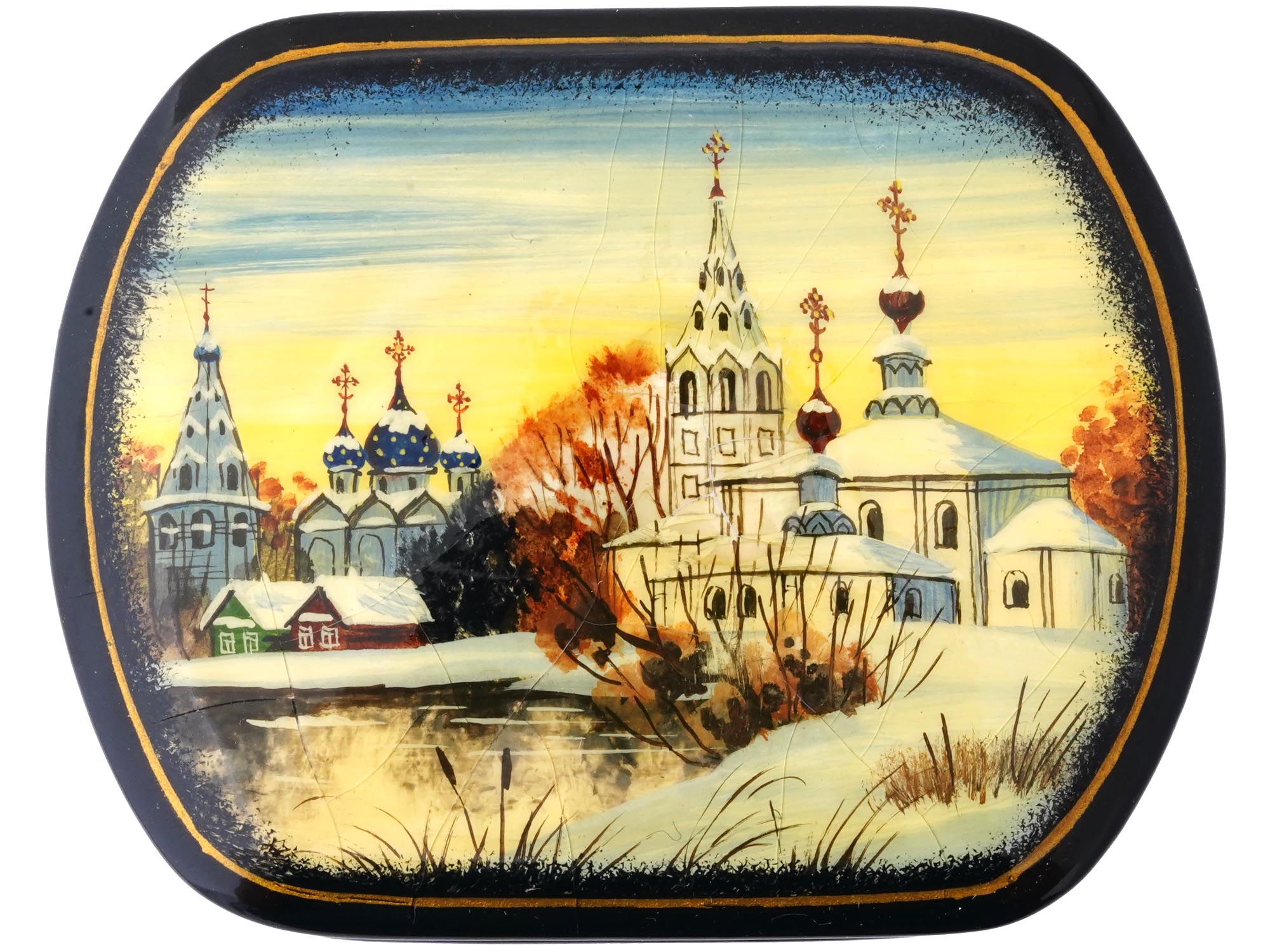 VINTAGE RUSSIAN SUZDAL LACQUER WOODEN TRINKET BOX PIC-7