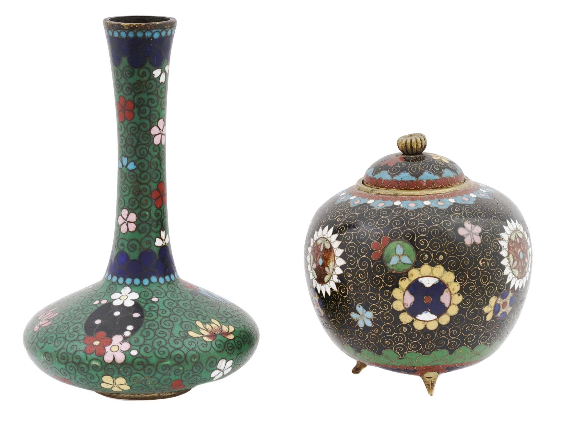 ANTIQUE JAPANESE MEIJI CLOISONNE VASE AND JAR PIC-0