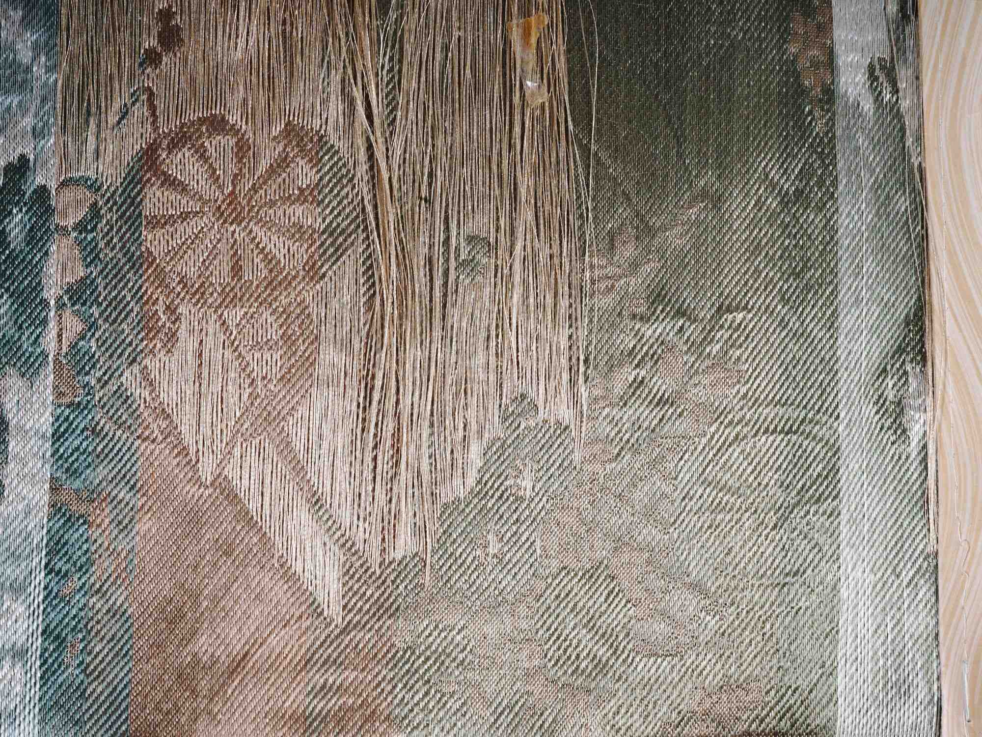 JAPANESE FLORAL HAND EMBROIDERED ON SILK SCROLL PIC-5