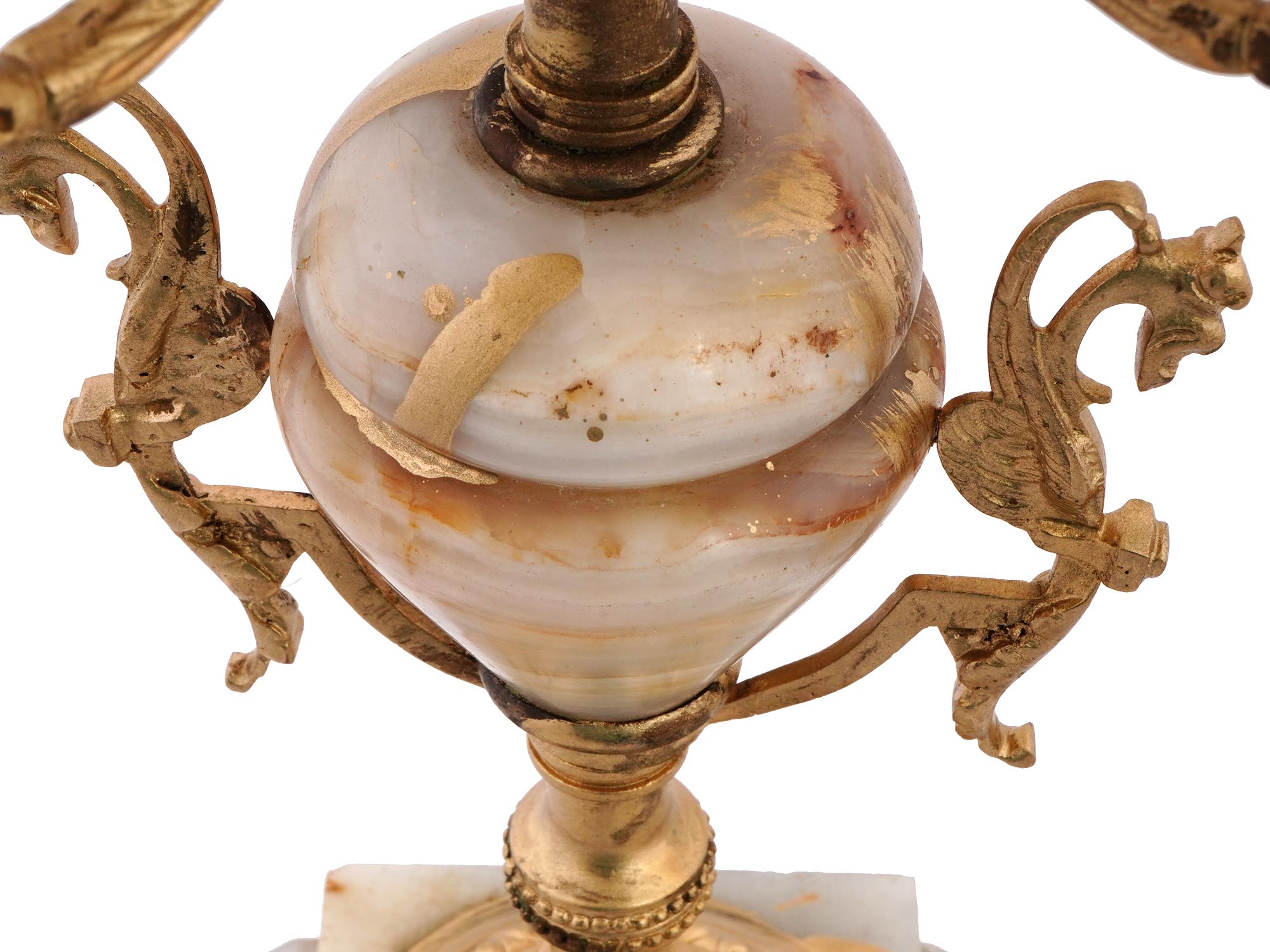 ANTIQUE FRENCH LOUIS XVI ONYX AND GILT BRONZE LAMP PIC-9