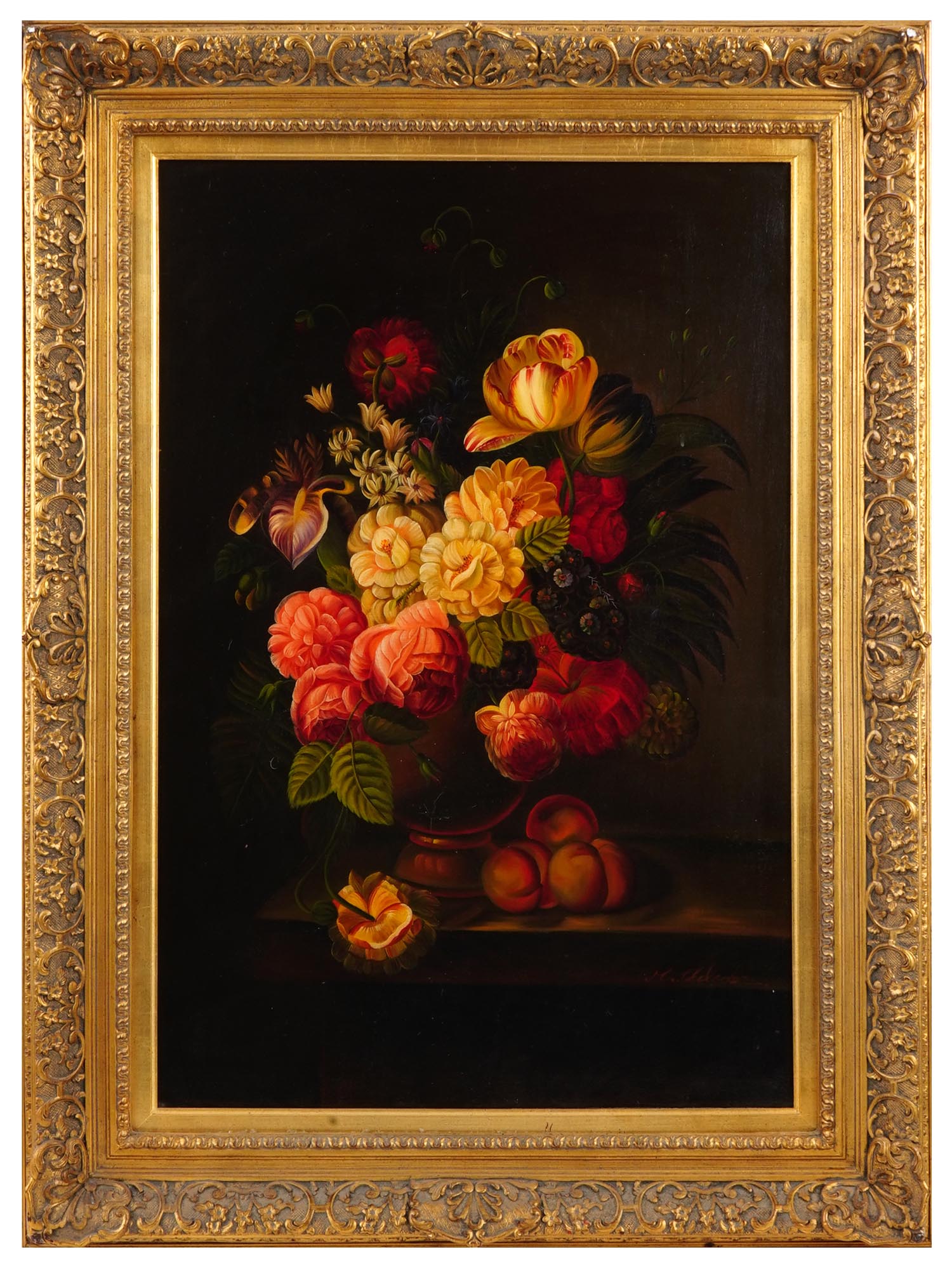 FLEMISH SCHOOL STILL LIFE OIL PAINTING BY M. CHOLODER PIC-0