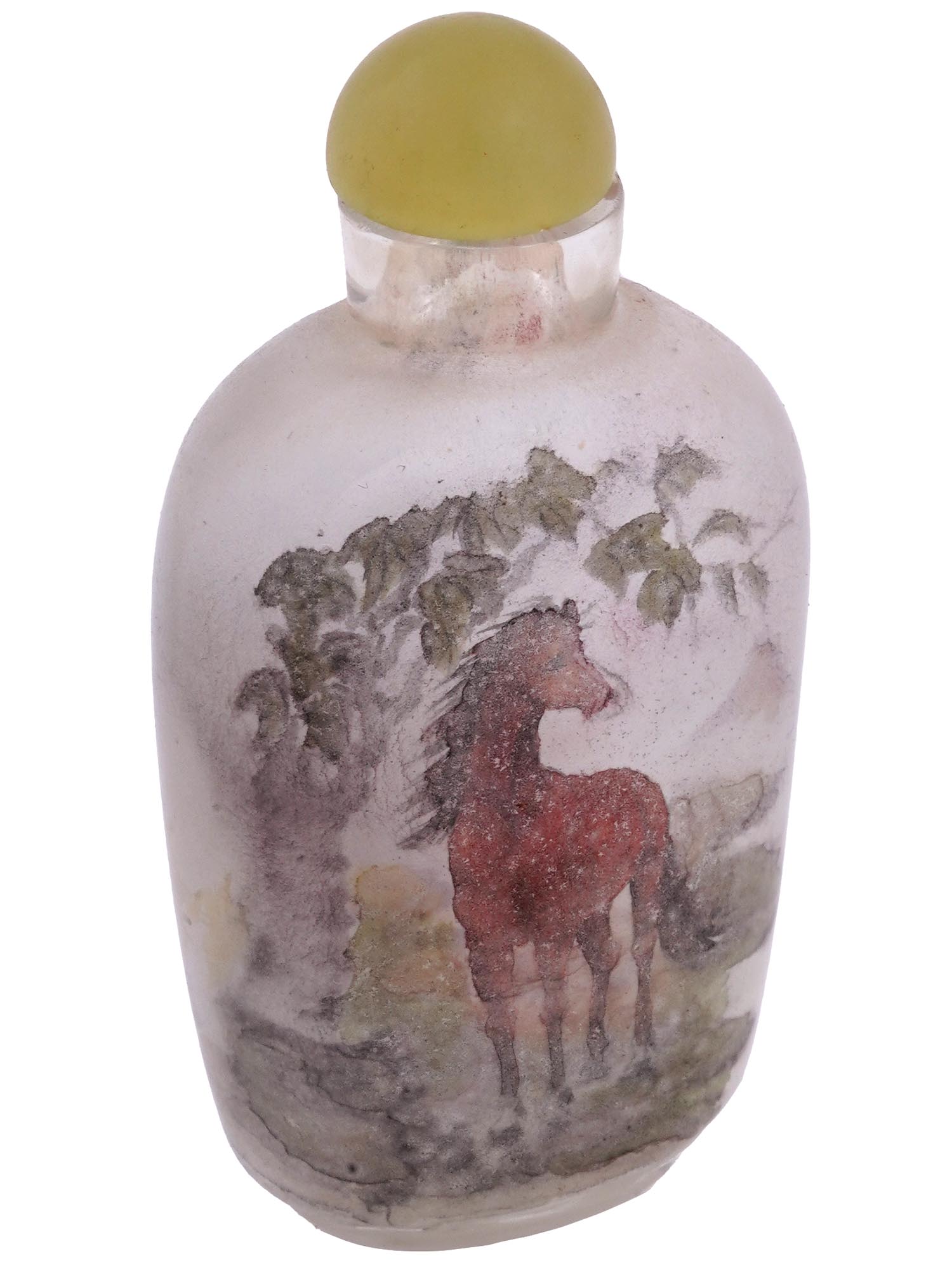 ANTIQUE CHINESE REVERSE PAINTED GLASS SNUFF BOTTLE PIC-0