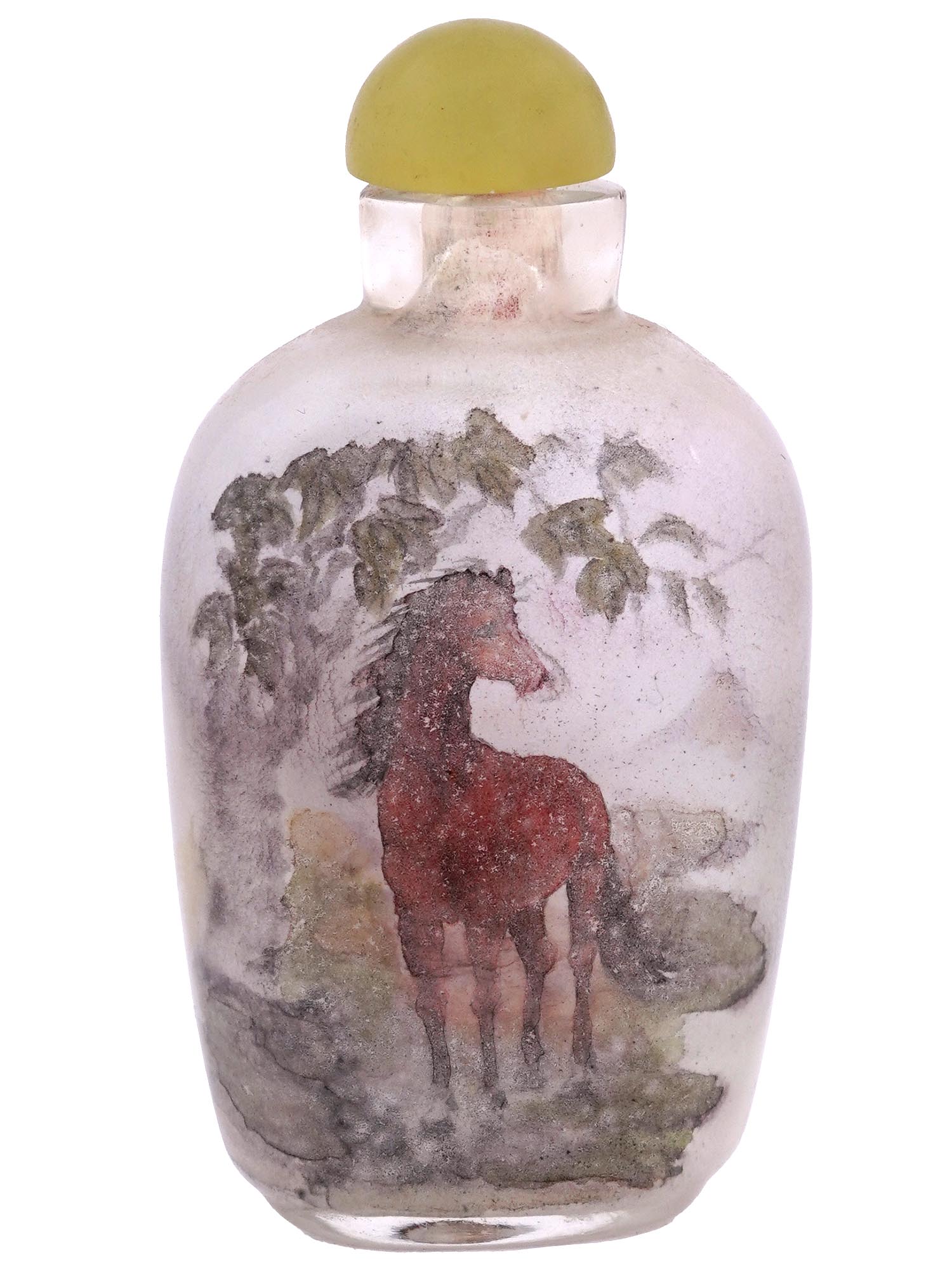 ANTIQUE CHINESE REVERSE PAINTED GLASS SNUFF BOTTLE PIC-1