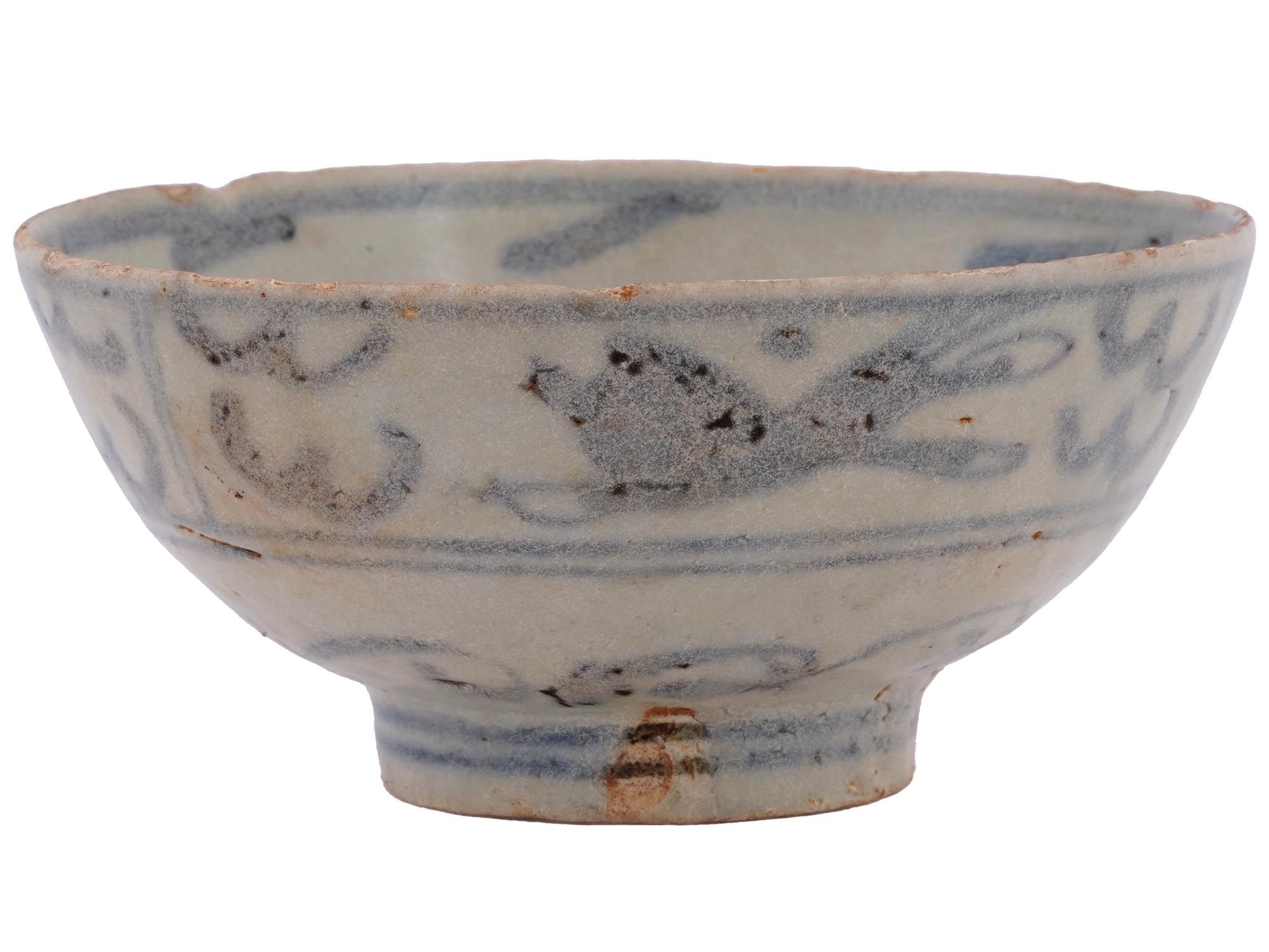 ANTIQUE KOREAN MING DYNASTY UNDERGLAZE CERAMIC BOWL PIC-2