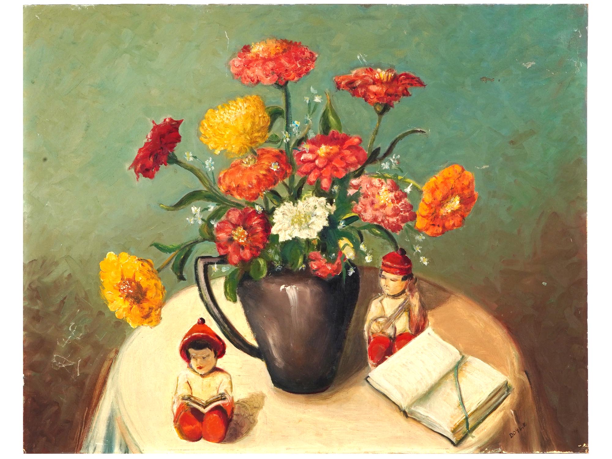 ATTRIBUTED TO BARBARA DOYLE STILL LIFE OIL PAINTING PIC-0