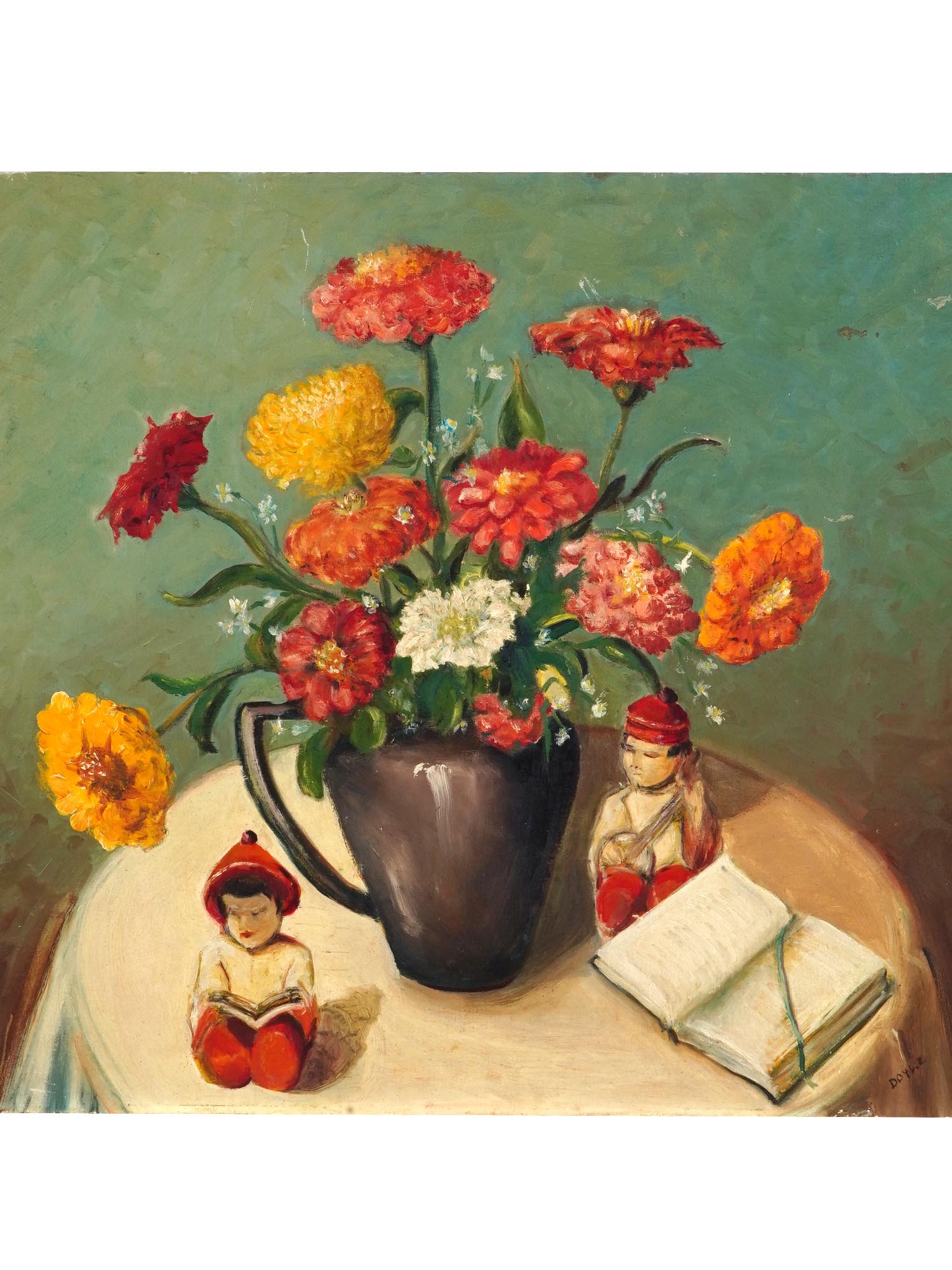 ATTRIBUTED TO BARBARA DOYLE STILL LIFE OIL PAINTING PIC-2