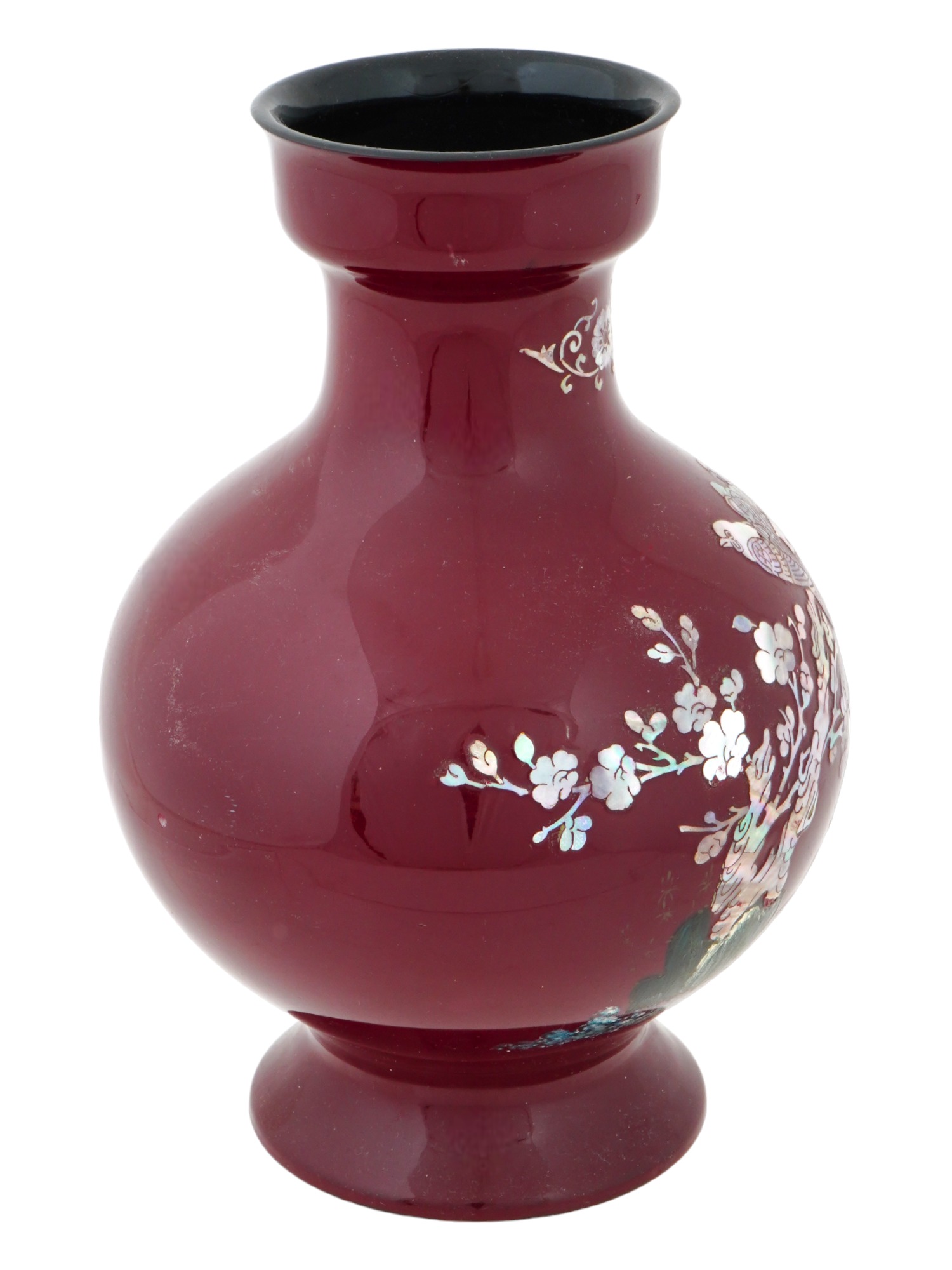 KOREAN LACQUERED VASE WITH MOTHER OF PEARL INLAY PIC-2