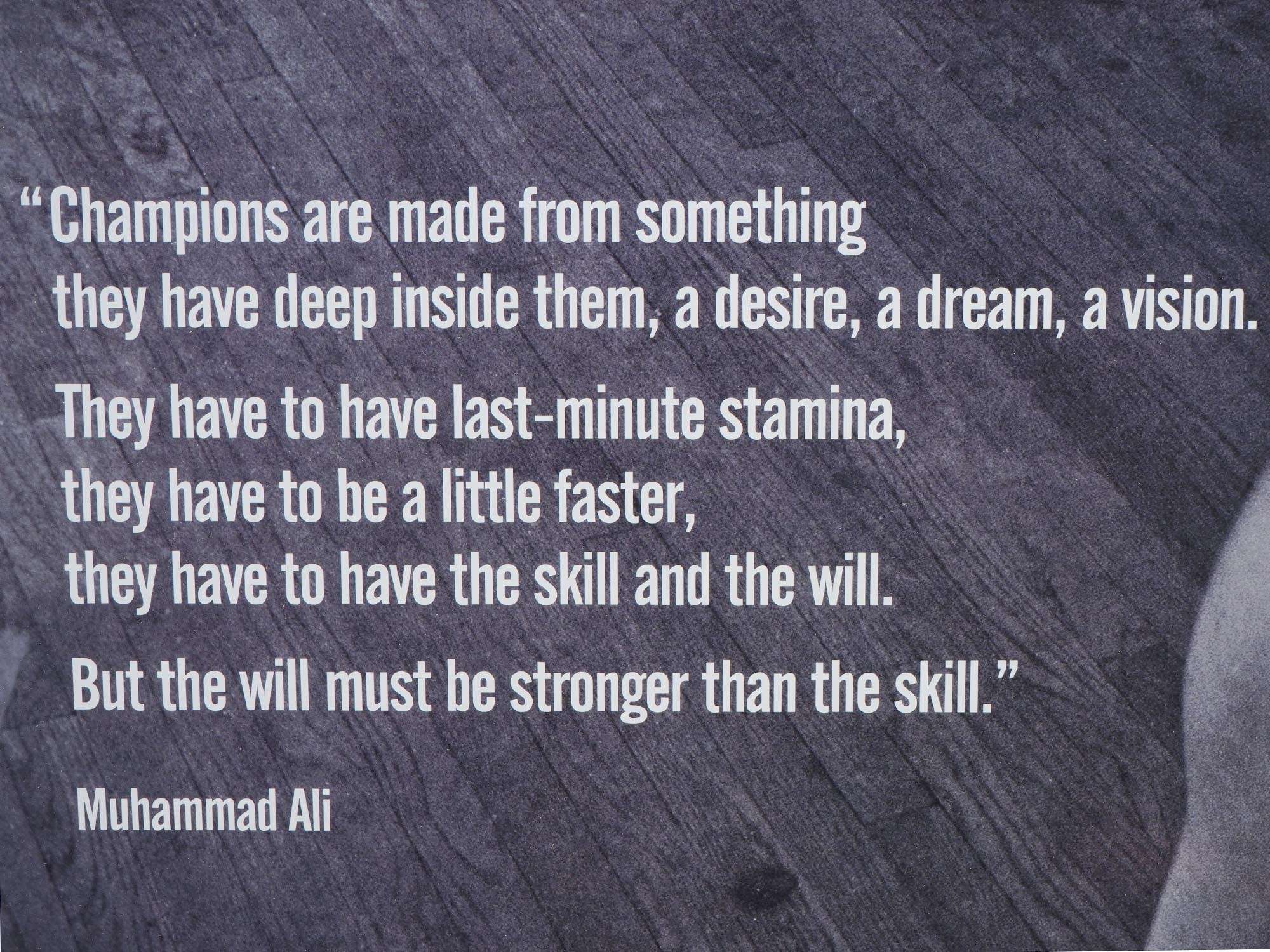 FRAMED POSTER OF MUHAMMAD ALI WITH QUOTE PIC-2