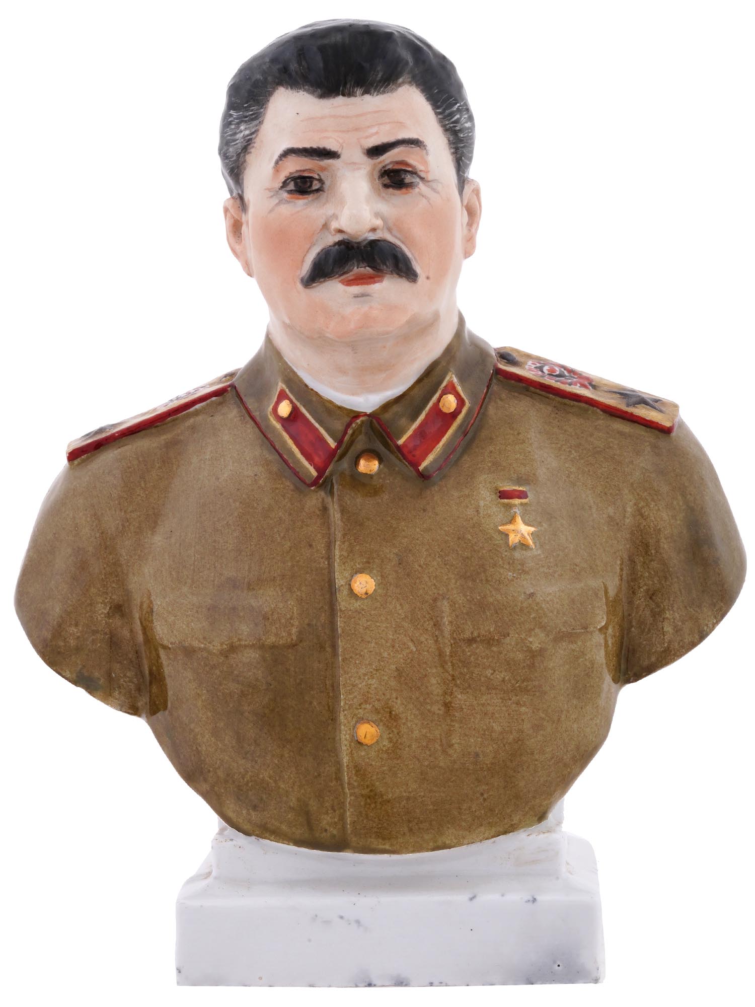 RUSSIAN SOVIET ERA PORCELAIN BUST FIGURINE OF STALIN PIC-1