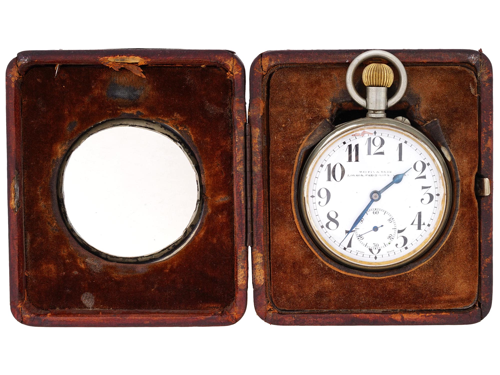 MAPPIN AND WEBB SILVER POCKET WATCH WITH DESK STAND PIC-4