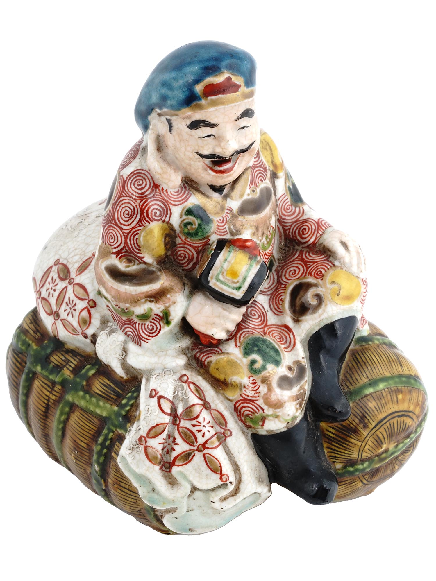 JAPANESE MEIJI GLAZED PORCELAIN DAIKOKU FIGURINE PIC-1