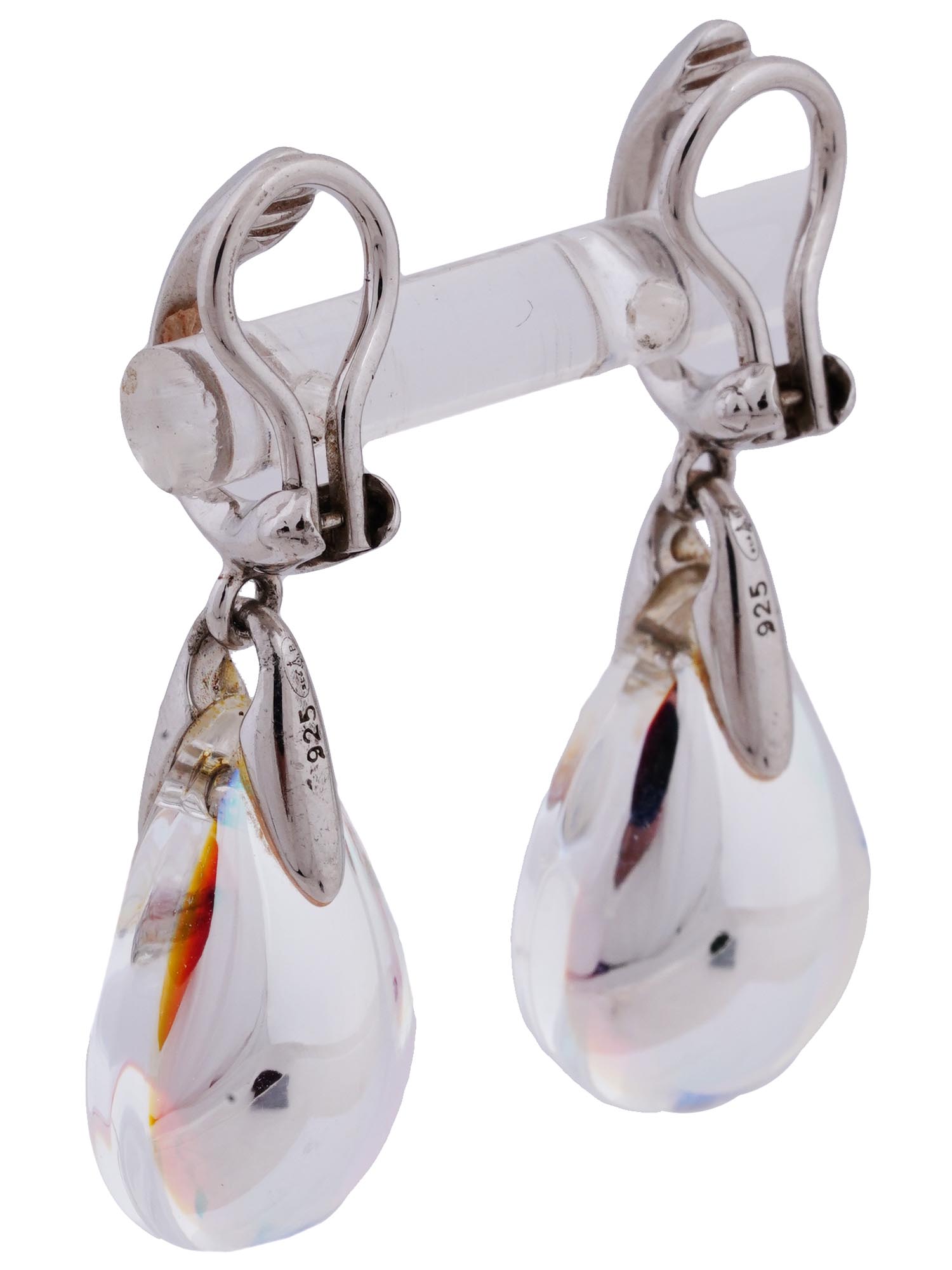 BACCARAT PSYDELIC STERLING CRYSTAL CLIP ON EARRINGS PIC-2