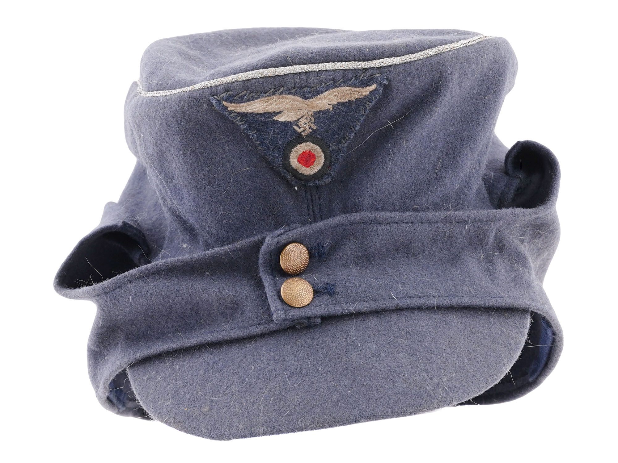 WWII NAZI GERMAN LUFTWAFFE PEAKED WOOL FIELD CAP PIC-1