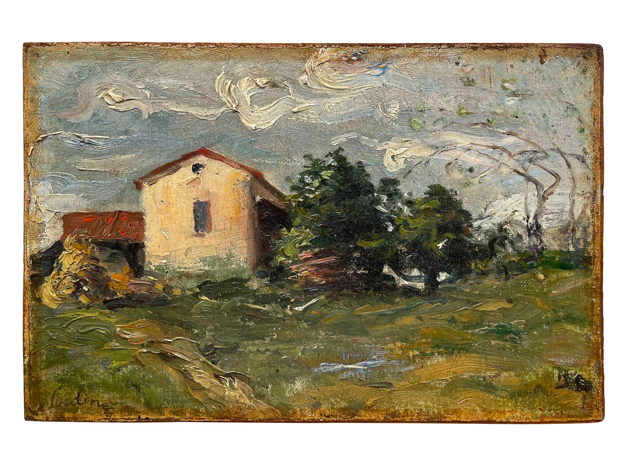 CHAIM SOUTINE PAYSAGE MAISON RUSSIAN OIL PAINTING PIC-1