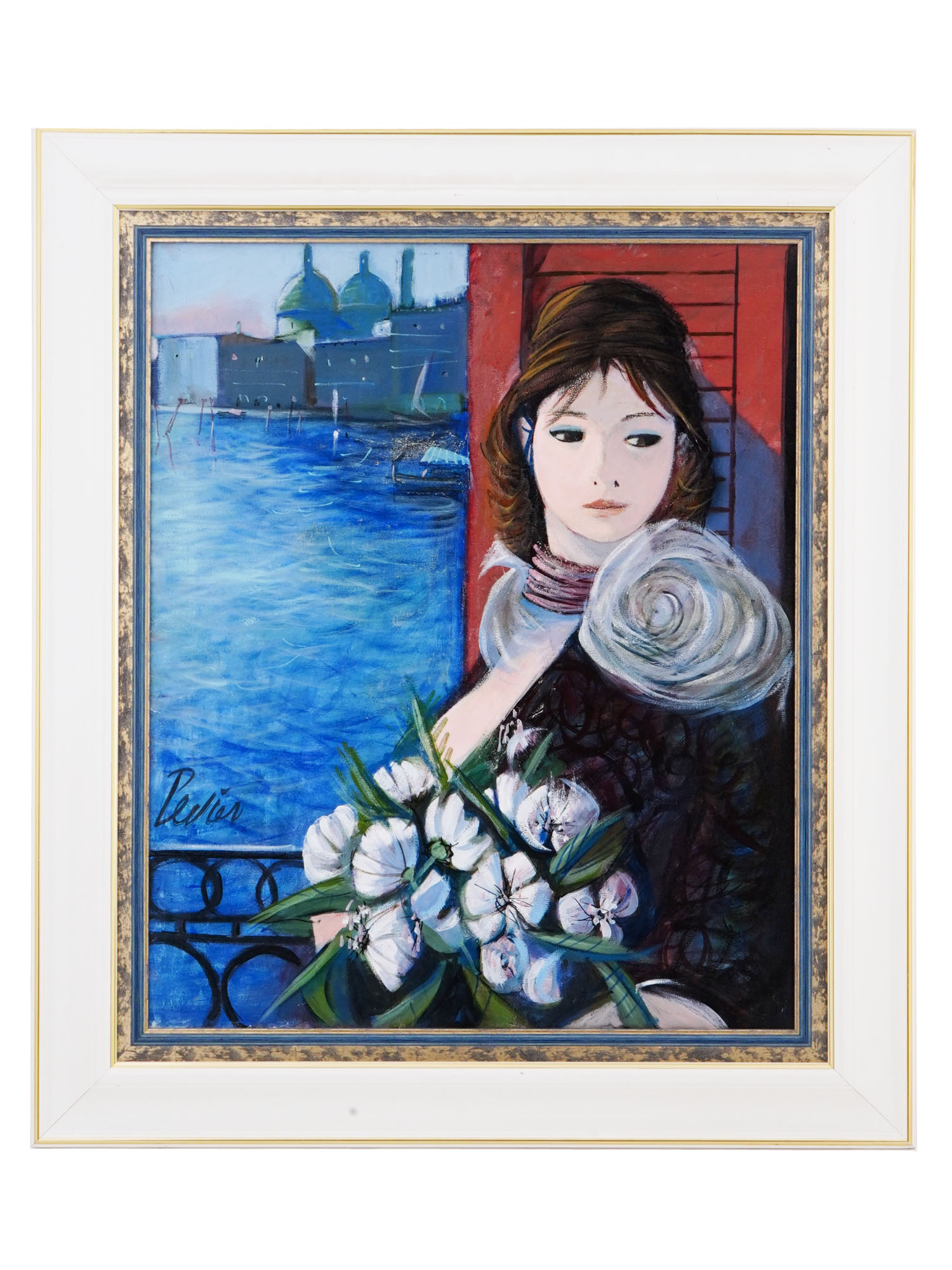 FRENCH VENICE PORTRAIT OIL PAINTING BY CHARLES LEVIER PIC-0