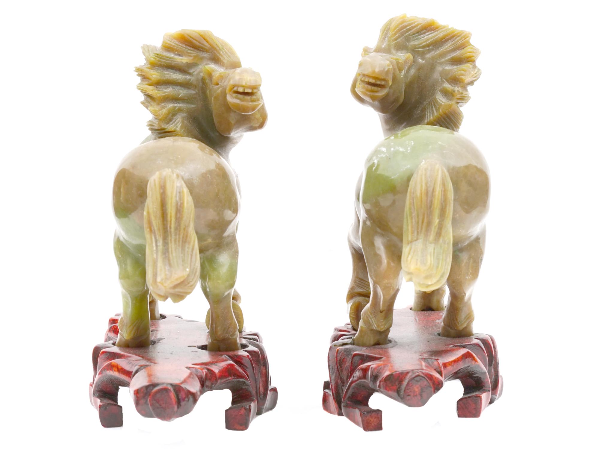 ANTIQUE CHINESE HAND CARVED JADE FIGURES OF HORSES PIC-4