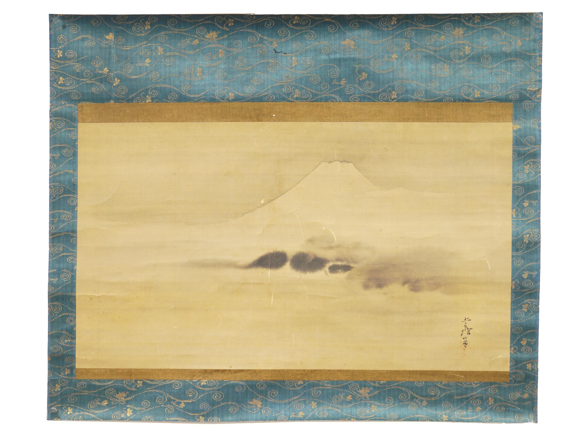 ANTIQUE JAPANESE MOUNTAIN LANDSCAPE SCROLL PAINTING PIC-0