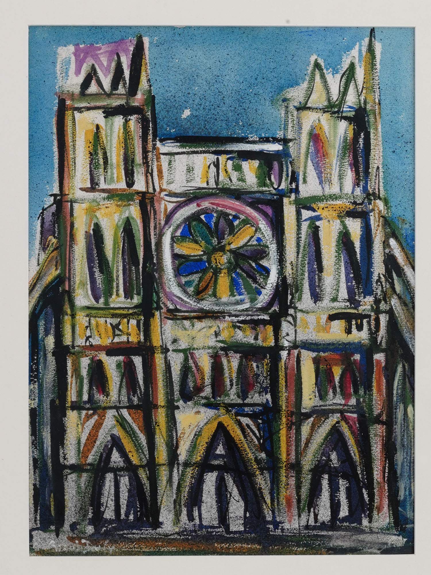 FRENCH NOTRE DAME ACRYLIC PAINTING BY RAOUL DUFY PIC-1