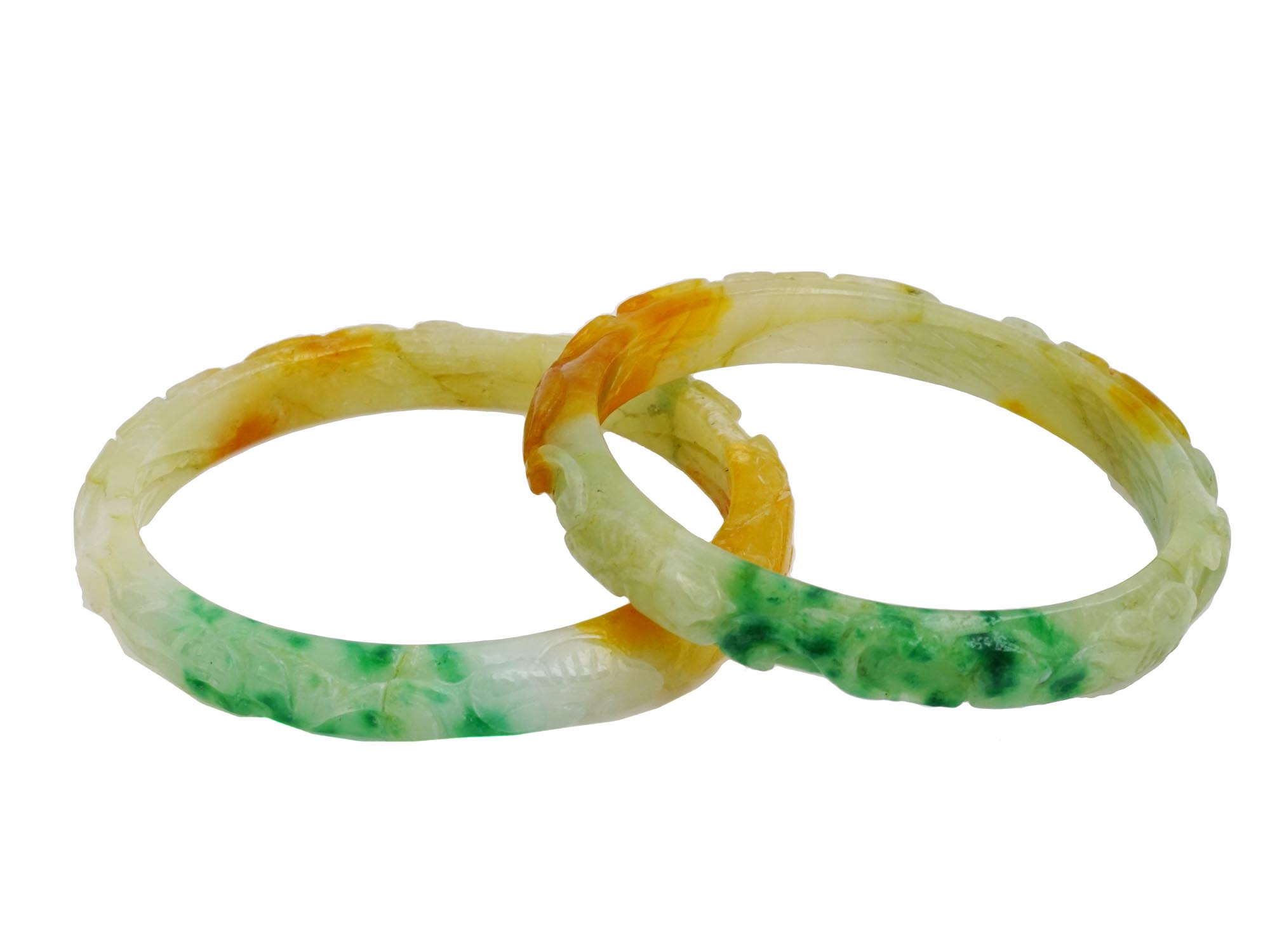 CHINESE HAND CARVED JADE BANGLE BRACELETS AMULETS PIC-3