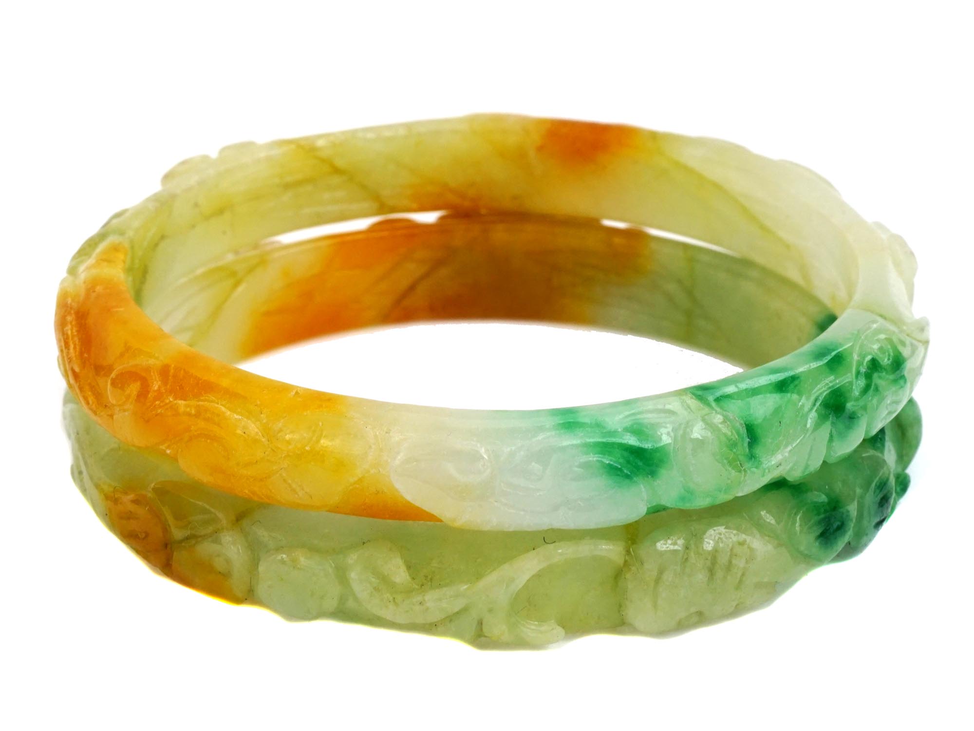 CHINESE HAND CARVED JADE BANGLE BRACELETS AMULETS PIC-1