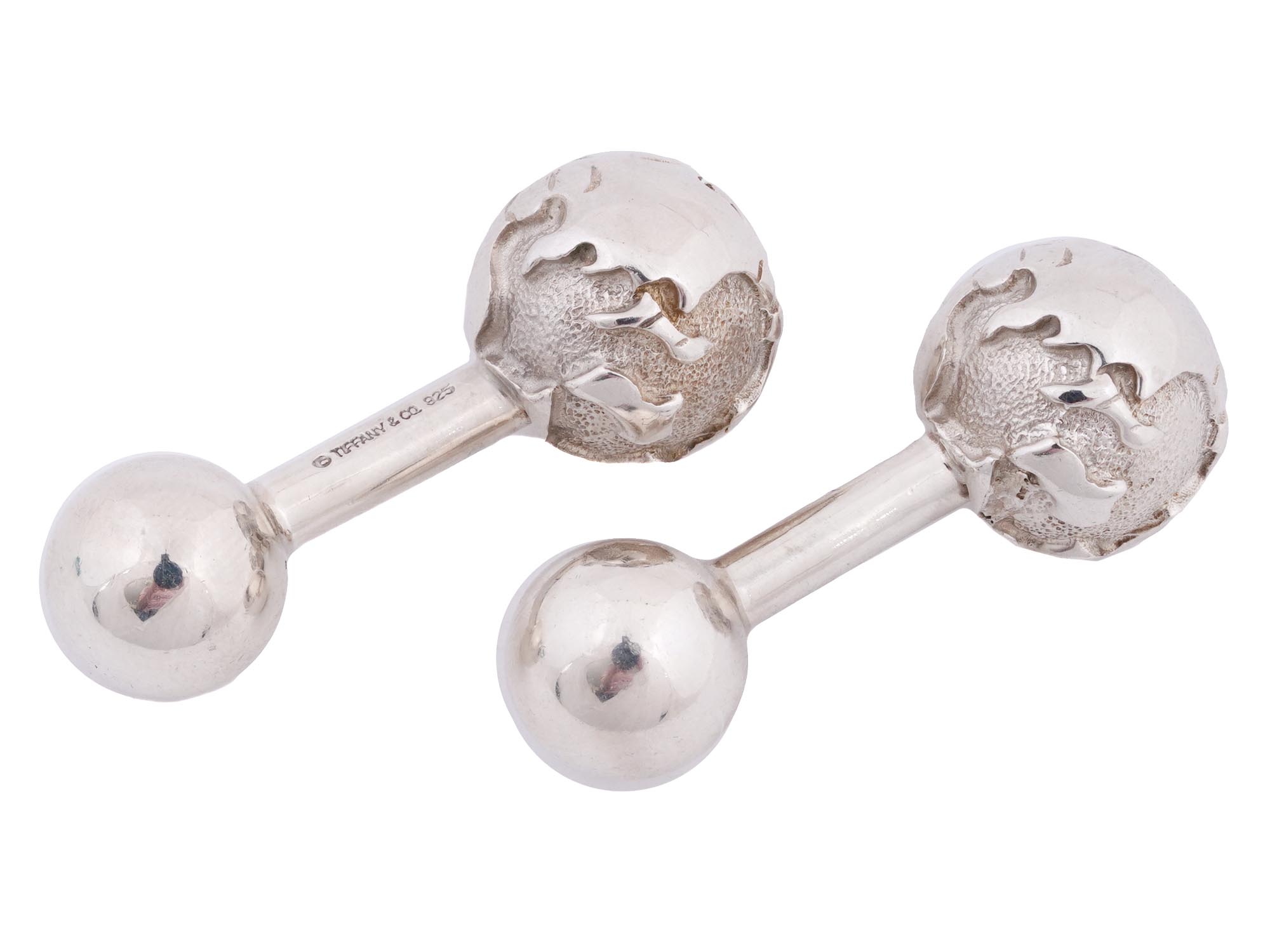 TIFFANY AND CO STERLING SILVER GLOBE CUFFLINKS PIC-2