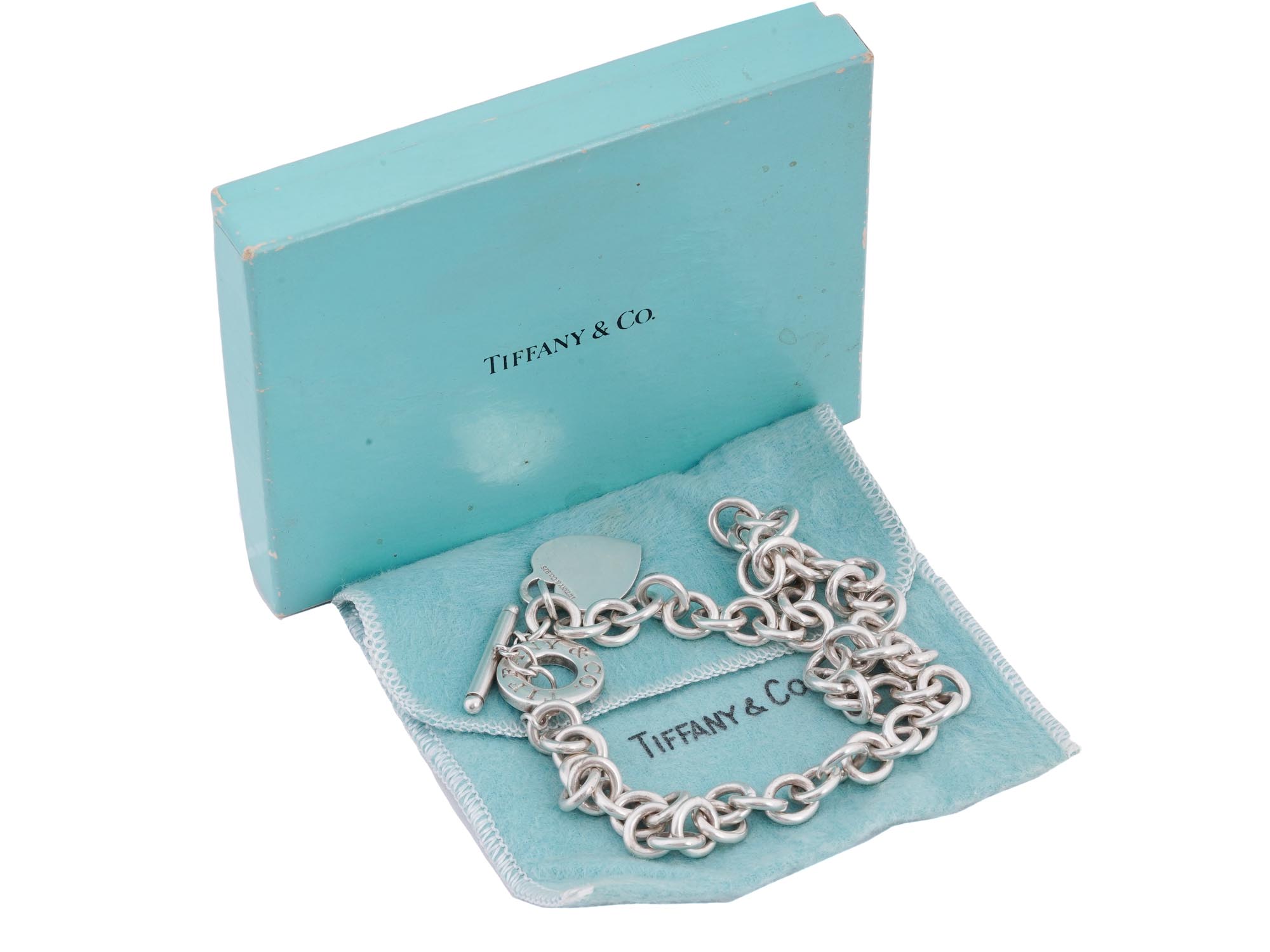 TIFFANY STERLING SILVER NECKLACE WITH HEART CHARM PIC-0