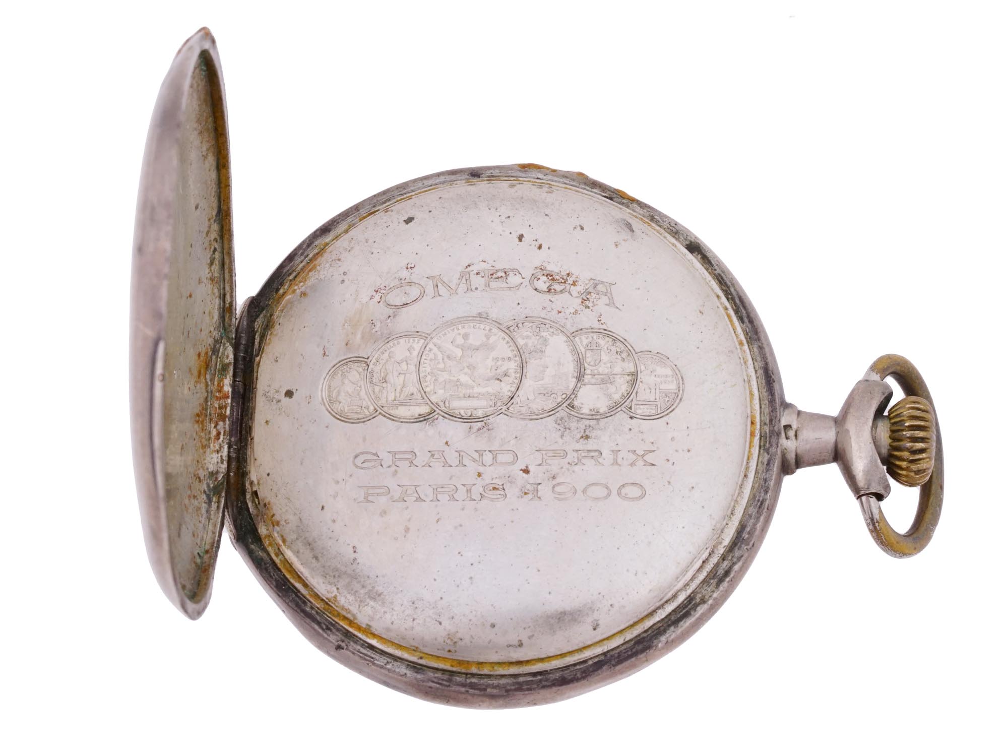 EARLY 20TH C SWISS OMEGA OPEN FACE POCKET WATCH PIC-3