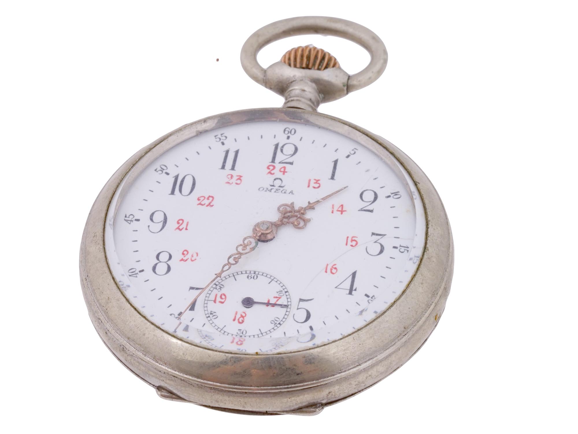 EARLY 20TH C SWISS OMEGA OPEN FACE POCKET WATCH PIC-1