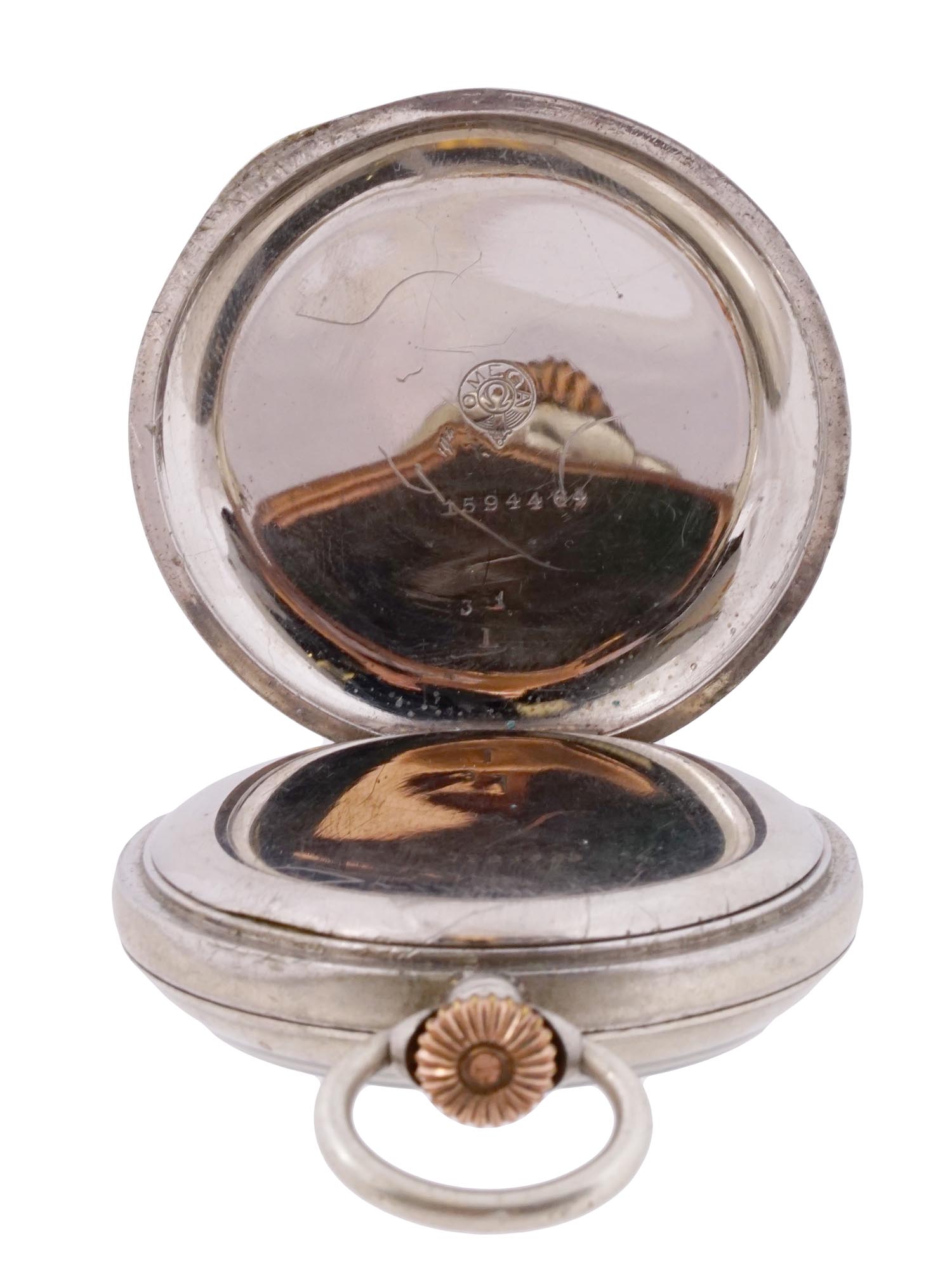 EARLY 20TH C SWISS OMEGA OPEN FACE POCKET WATCH PIC-7