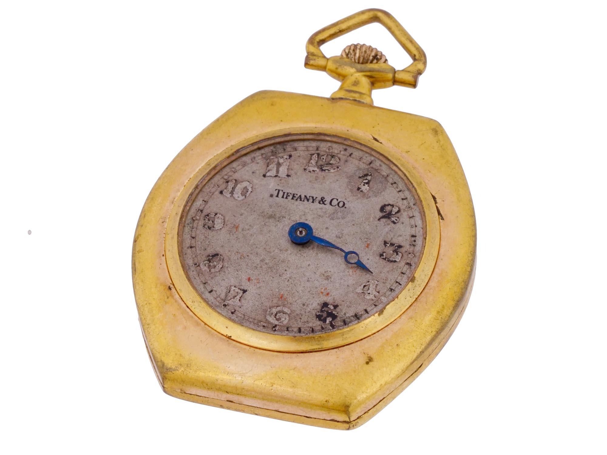 ANTIQUE TIFFANY AND CO GILT OPEN FACE POCKET WATCH PIC-1