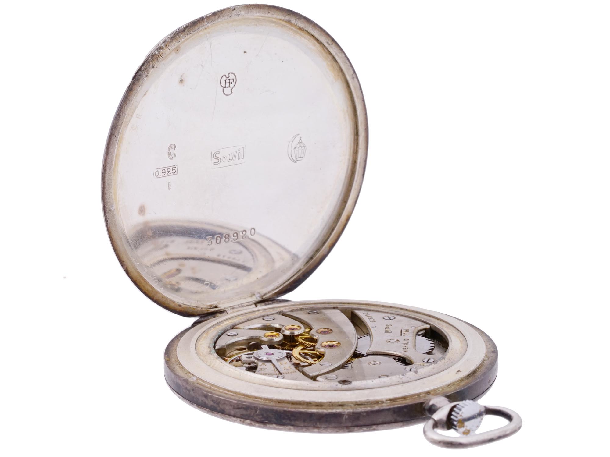 ANTIQUE PAUL DITISHEIM STERLING SILVER POCKET WATCH PIC-6