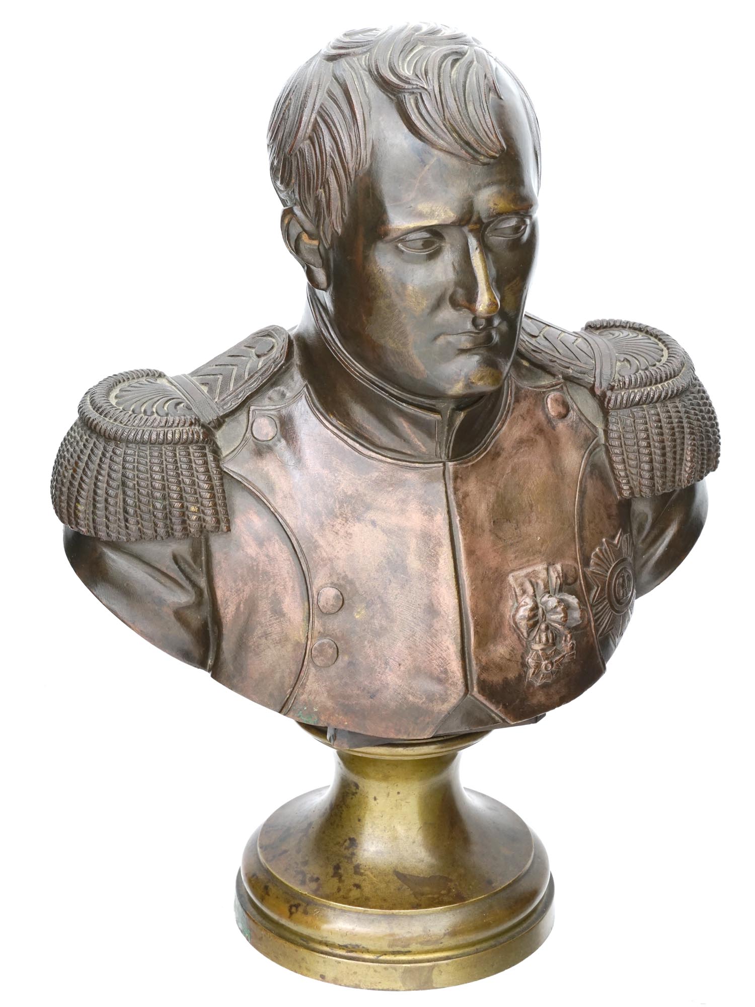 ANTIQUE BRONZE EMPEROR NAPOLEON BUST AFTER JEAN BULIO PIC-0