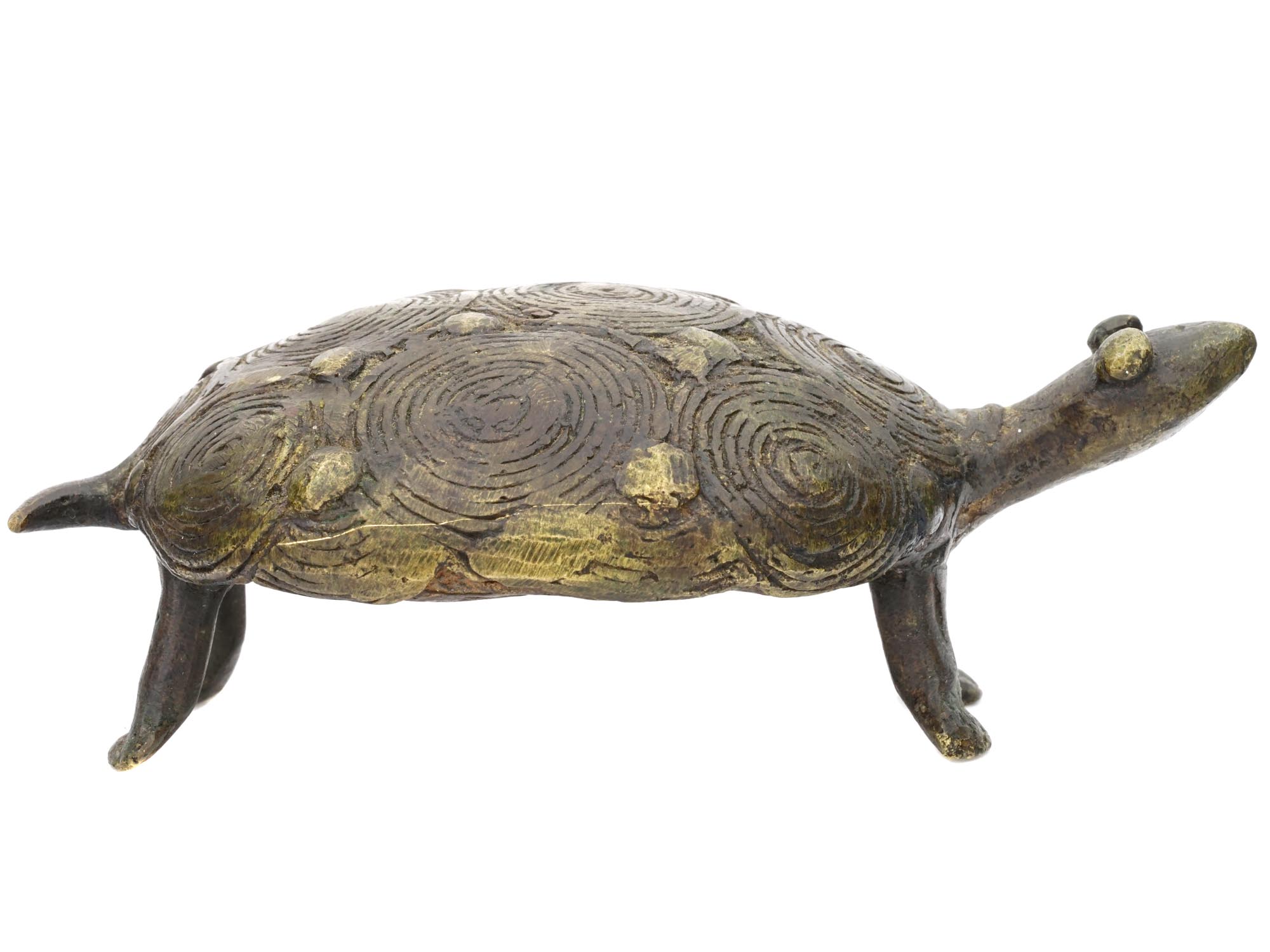 VINTAGE PRIMITIVE GILT BRONZE TORTOISE PAPERWEIGHT PIC-2