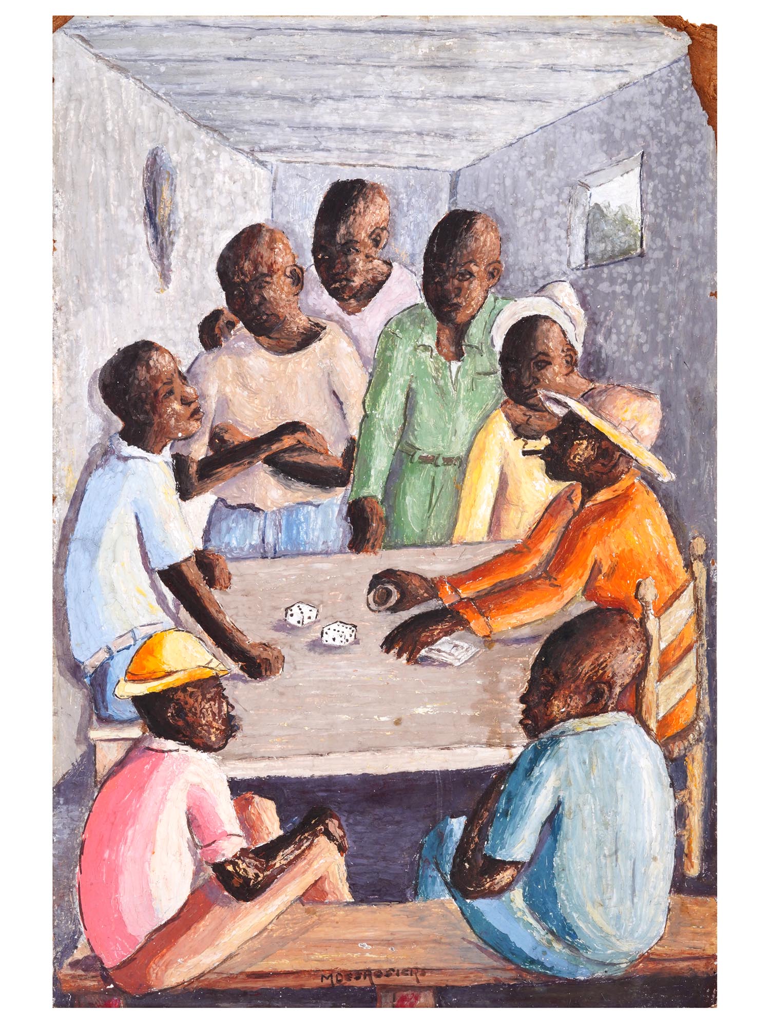 HAITIAN DICE OIL PAINTING BY MILTHIADE DESROSIERS PIC-0